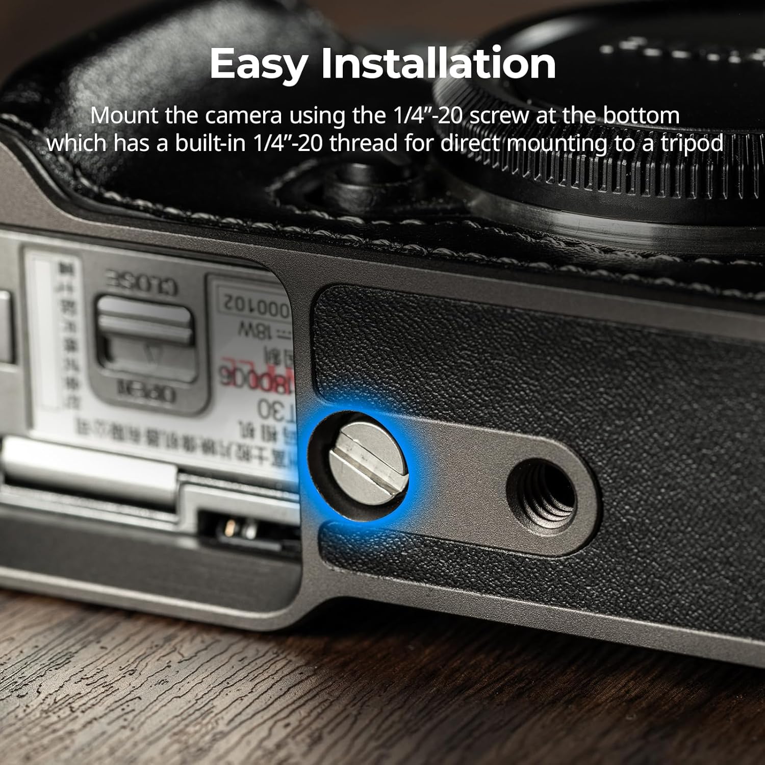 SMALLRIG X-T30 III Half Leather Case with Shoulder Strap for FUJIFILM X-T30 / X-T30 II/X-T30 III, Retro Style Camera Case with Aluminum Frame & Shutter Button Cap, Black - 5669