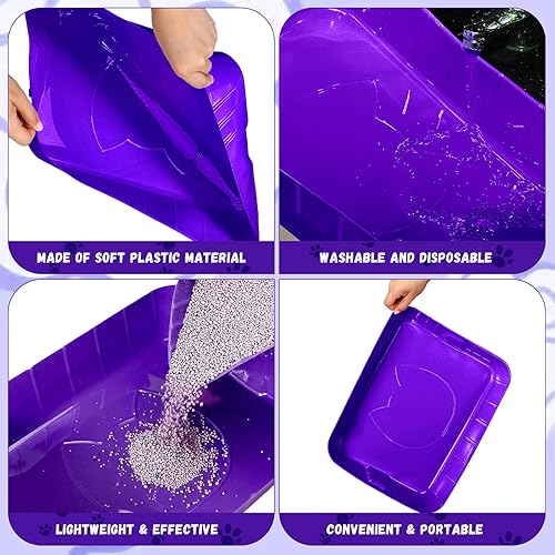 Miniatura 31 de Bokon 25 cajas de arena desechables para gatos, bandeja de arena de plástico para gatos, bandeja grande para gatitos, conejos, cobayas, hámster