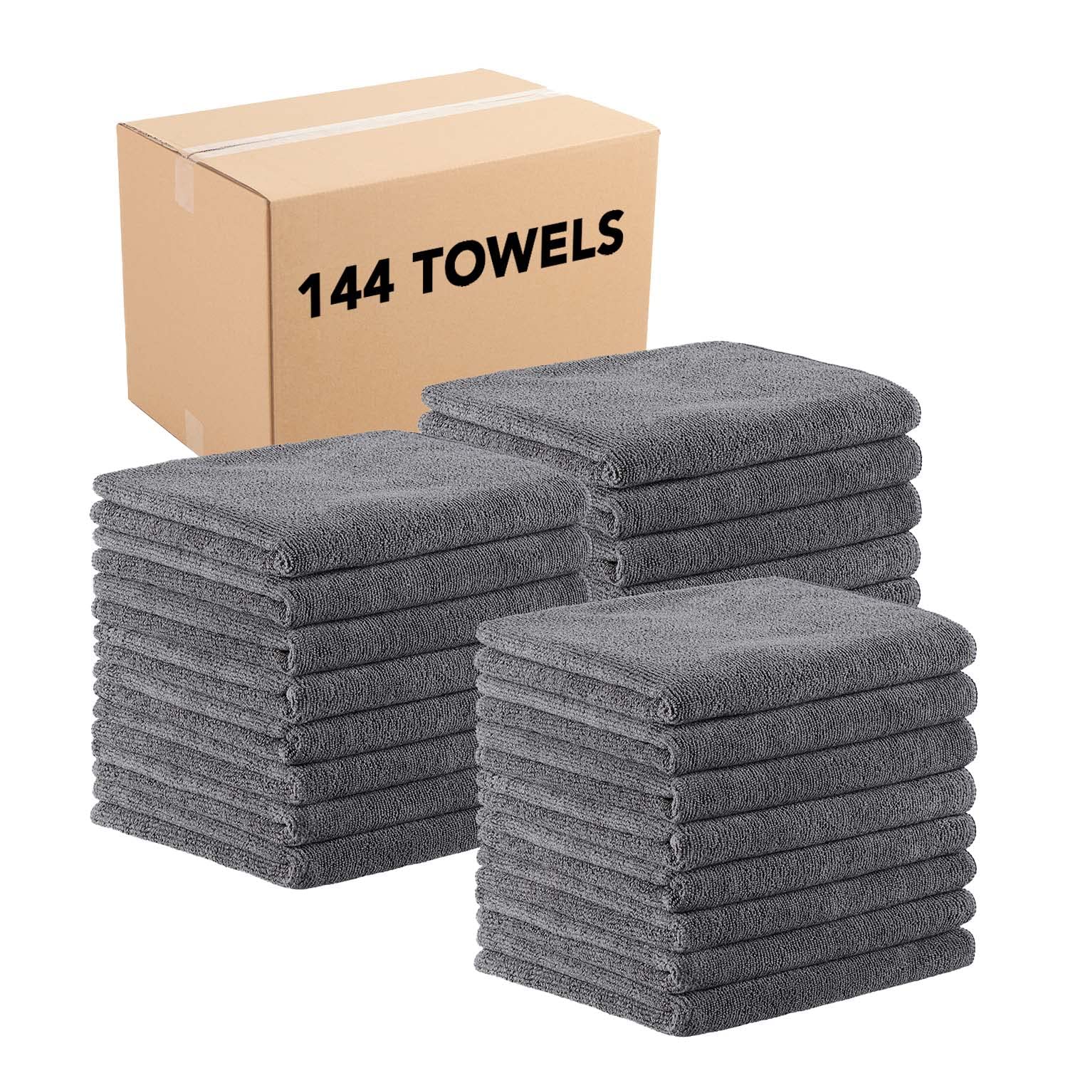 Arkwright Bleach Resistant Salon Towels Bulk – Microfiber Hair Towels, Soft, Absorbent, Quick Dry, Lint Free Spa &amp; Barber Towels for Stylist, Nail Salon &amp; Esthetician, 16 x 27, Grey (Case of 144)