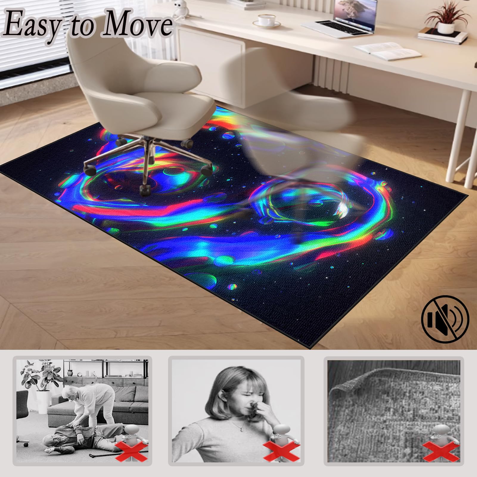 Tappeto Sedia Gaming Tappeto Salvapavimento Antiscivolo Tappetino per Sedia da Ufficio Tappeto per Sedia con Ruote Tappetino Sedia da Gaming Multiuso Tappeto sotto Scrivania 60 x 70 cm