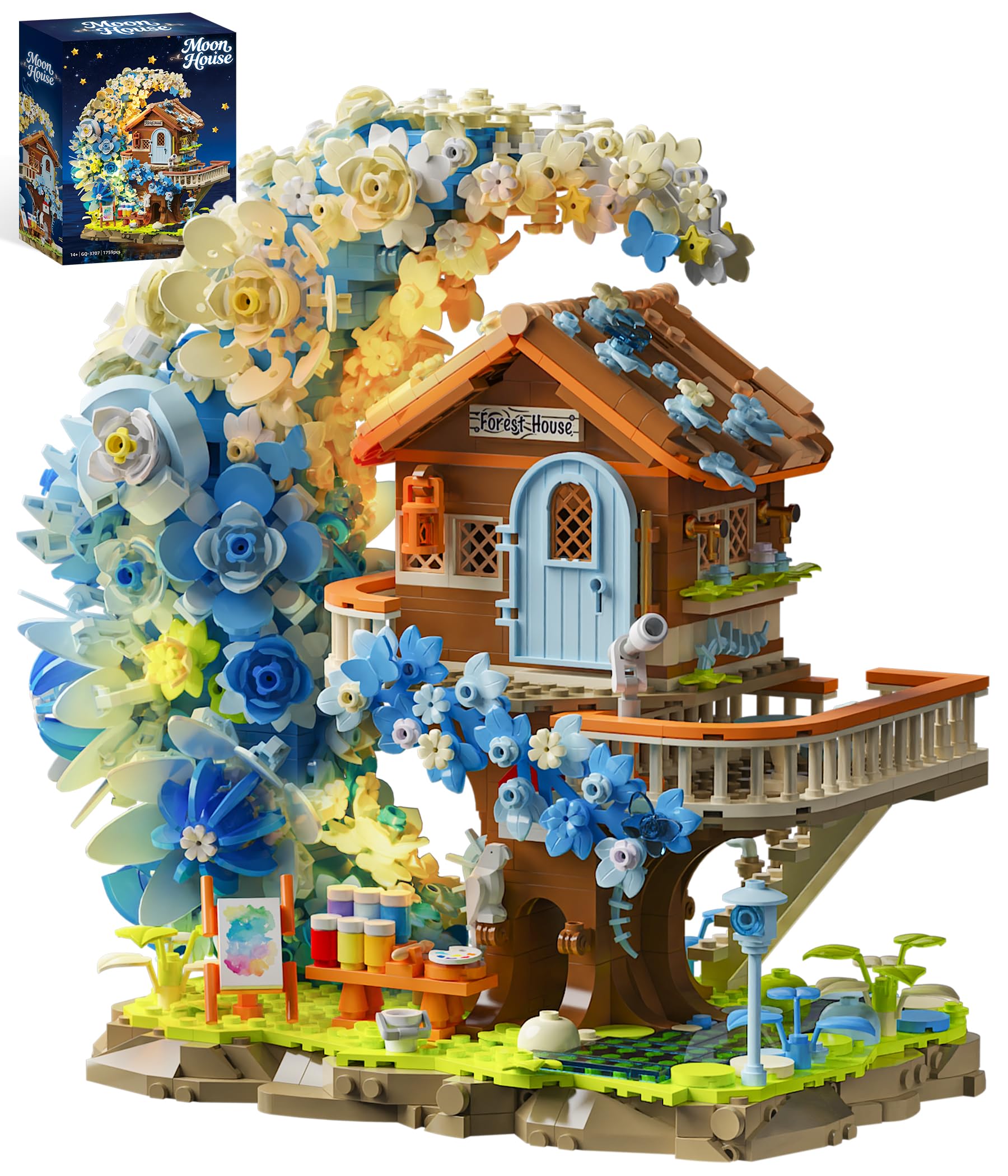 Amazon.com: Loyratche Blue Moon Flower House Building Set with