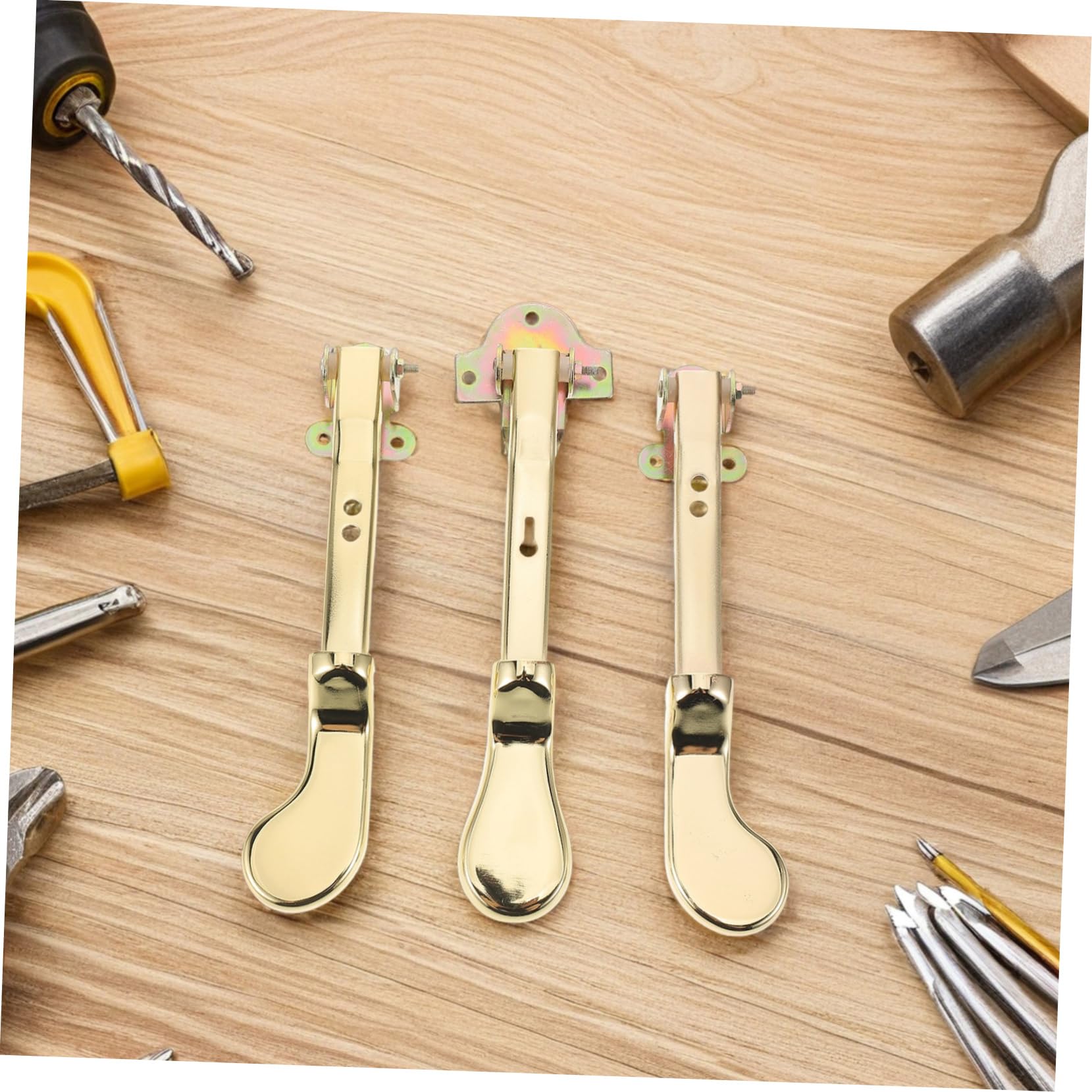 FRCOLOR Pedal de Sustain para Piano Vertical Metálico Dorado de Doble Orificio, Resistente al Desgaste y Compatible, Paquete de 3 Piezas para Músicos Profesionales