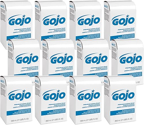 Gojo Jabón de loción premium, fragancia de cascada, repuesto de jabón de manos de loción de 27.1fl oz serie 800 dispensador de jabón de bolsa en