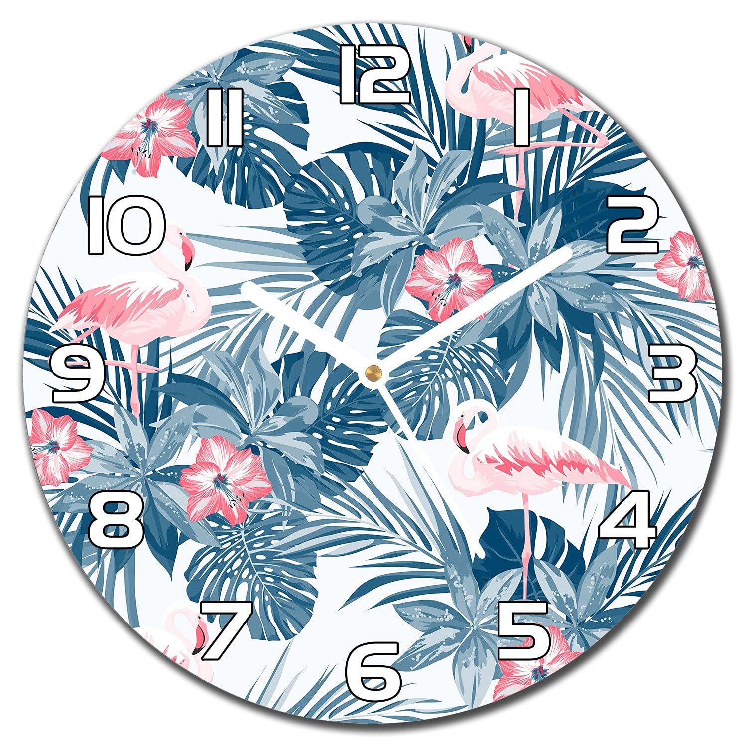 Horloge en verre moderne 30 cm cuisine salon indigo flamingo Coloray
