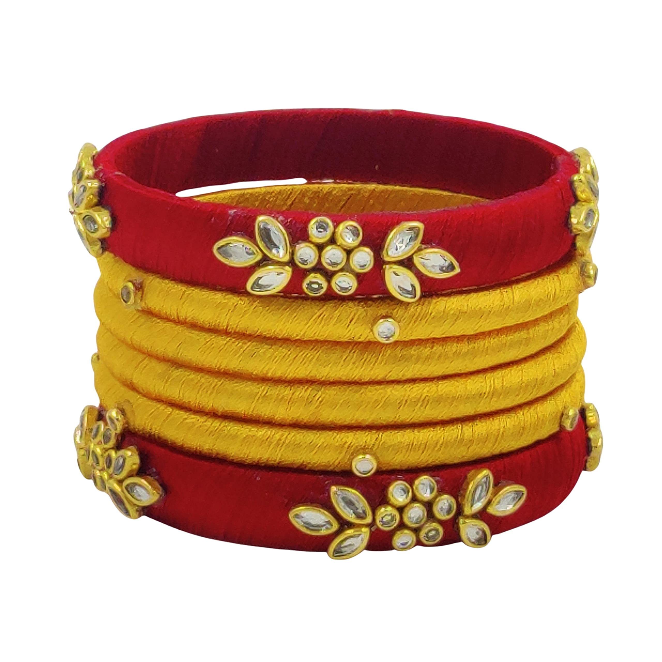 Yaalz Silk Thread Simple Kundan Stone Work Fancy Designer Wedding Chuda Bangle Sets For Women Kids Girls In Multiple Colors (B0951BNZ75) Amazon Price History, Amazon Price Tracker