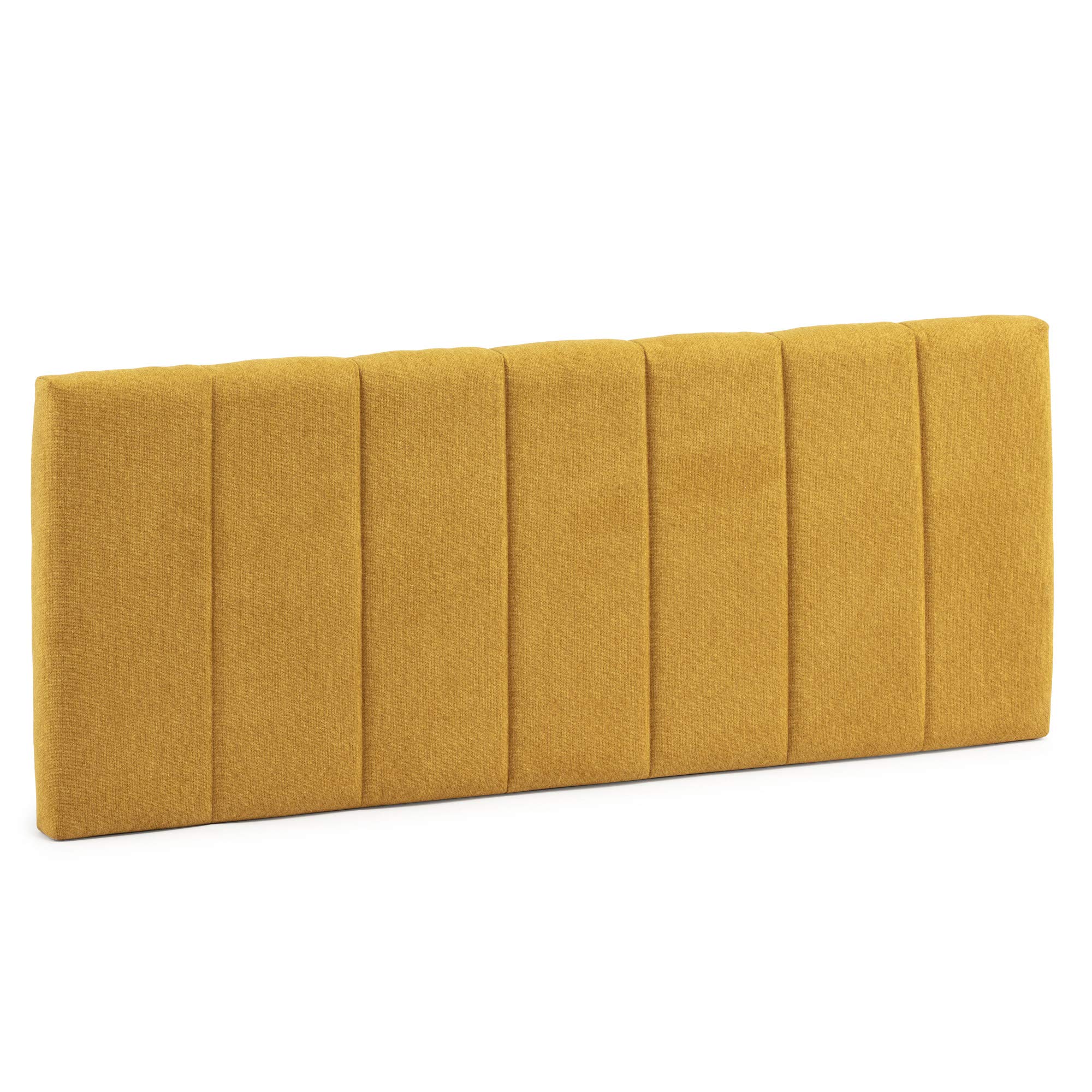 Cabecero tapizado Creta 140x60 cm Color Mostaza, para Cama 135, Acolchado con Espuma, Bordado Vertical, 8 cm de Grosor, Incluye herrajes para Colgar