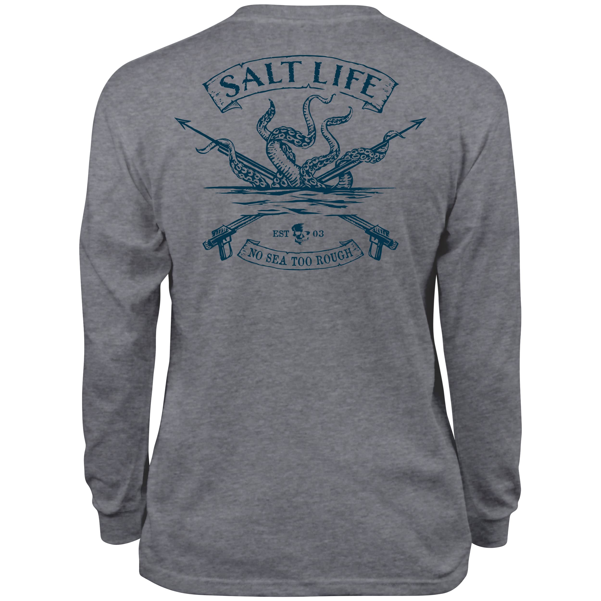 Salt Life Unisex Kids Youth Octo Spears Long Sleeve Tee, Athletic Heather, Medium