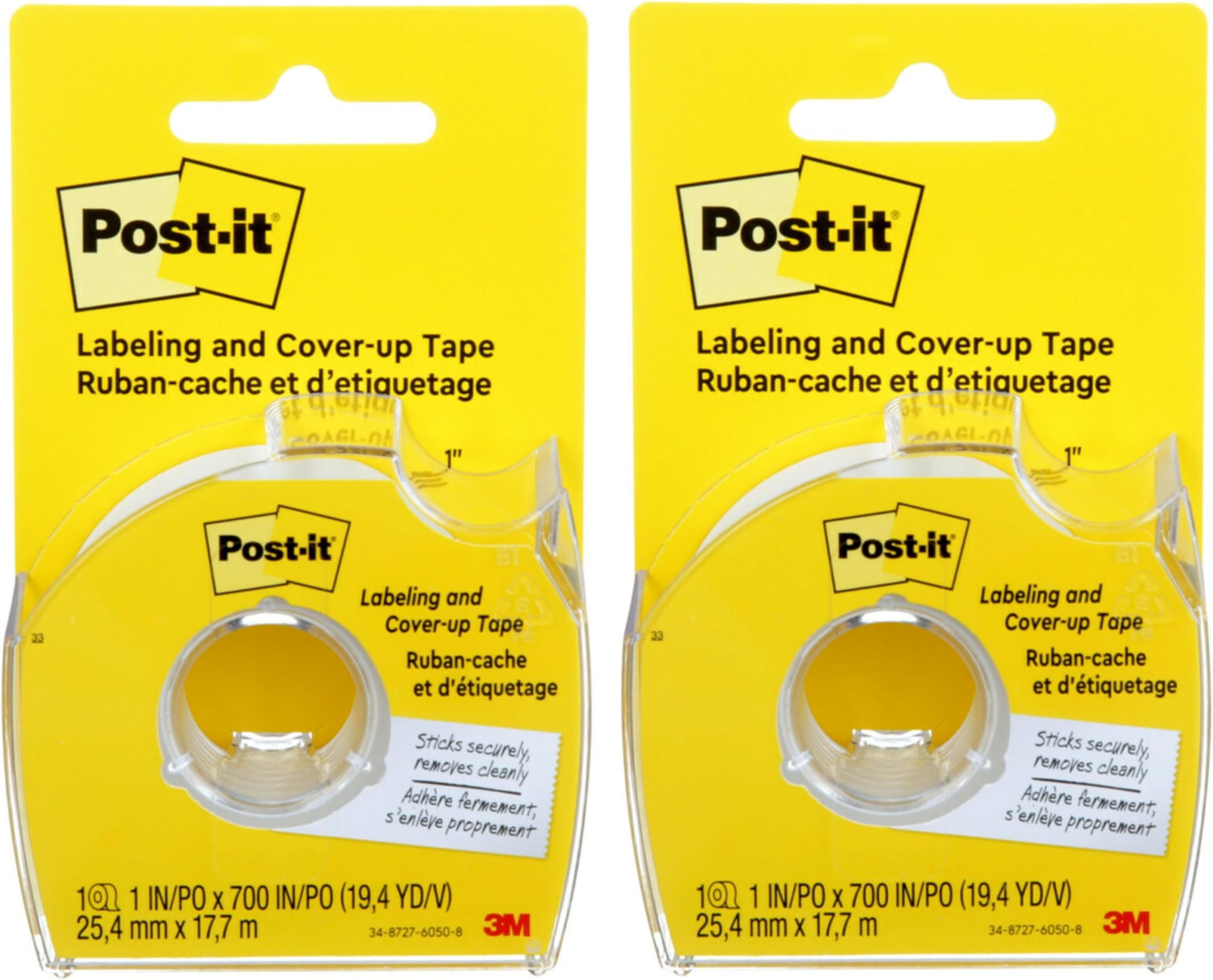 Post-it : Removable Cover-Up Tape, Non-Refillable, 1" x 700" roll -:- Sold as 2 Packs of - 1 - / - Total of 2 Each