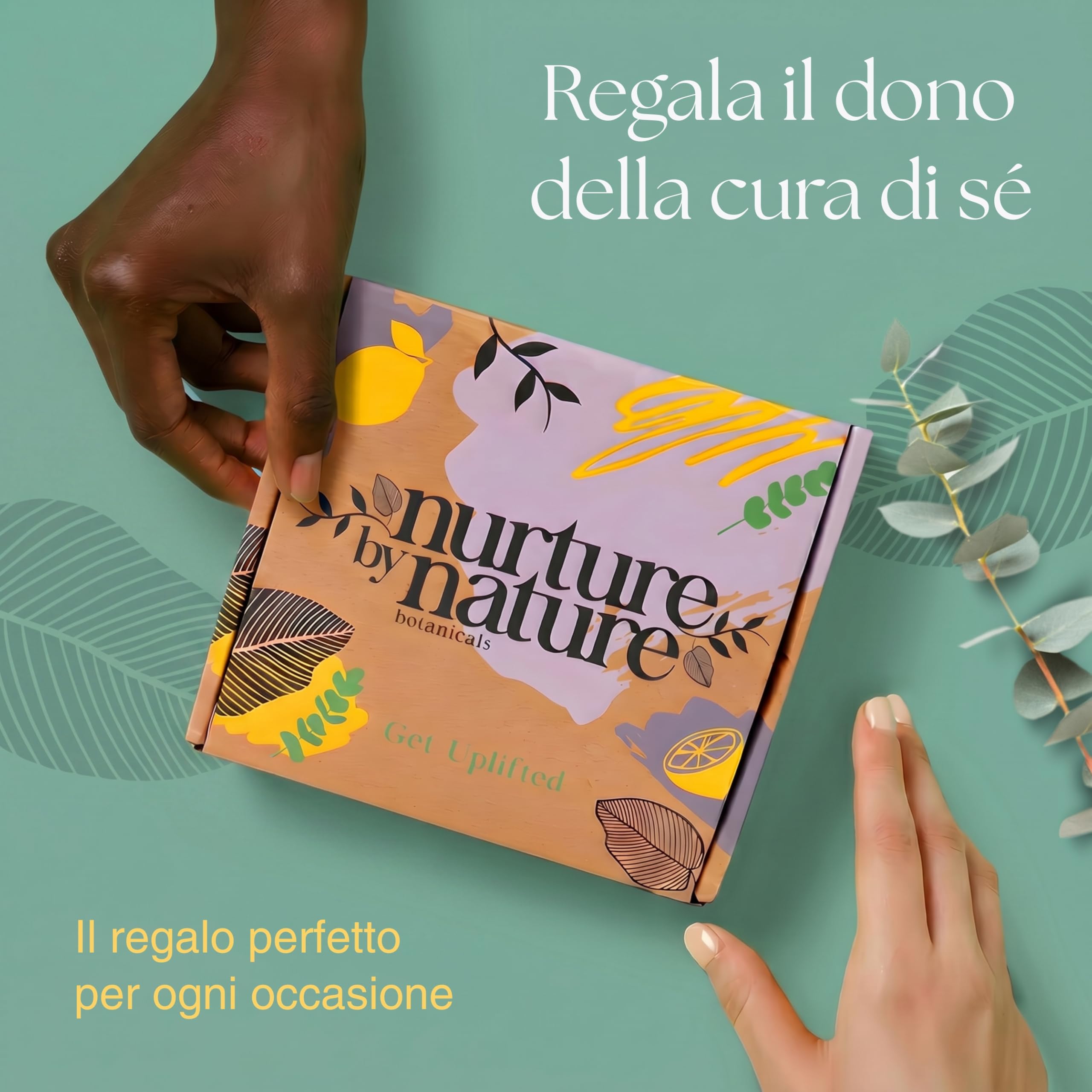 RELAX & ENERGIA | Set regalo spa da bagno di Nurture by Nature | Sali da bagno, scrub corpo, bomba da bagno, candela profumata, crema mani, sapone | Agrumi, Eucalipto | Regalo per donna, uomo
