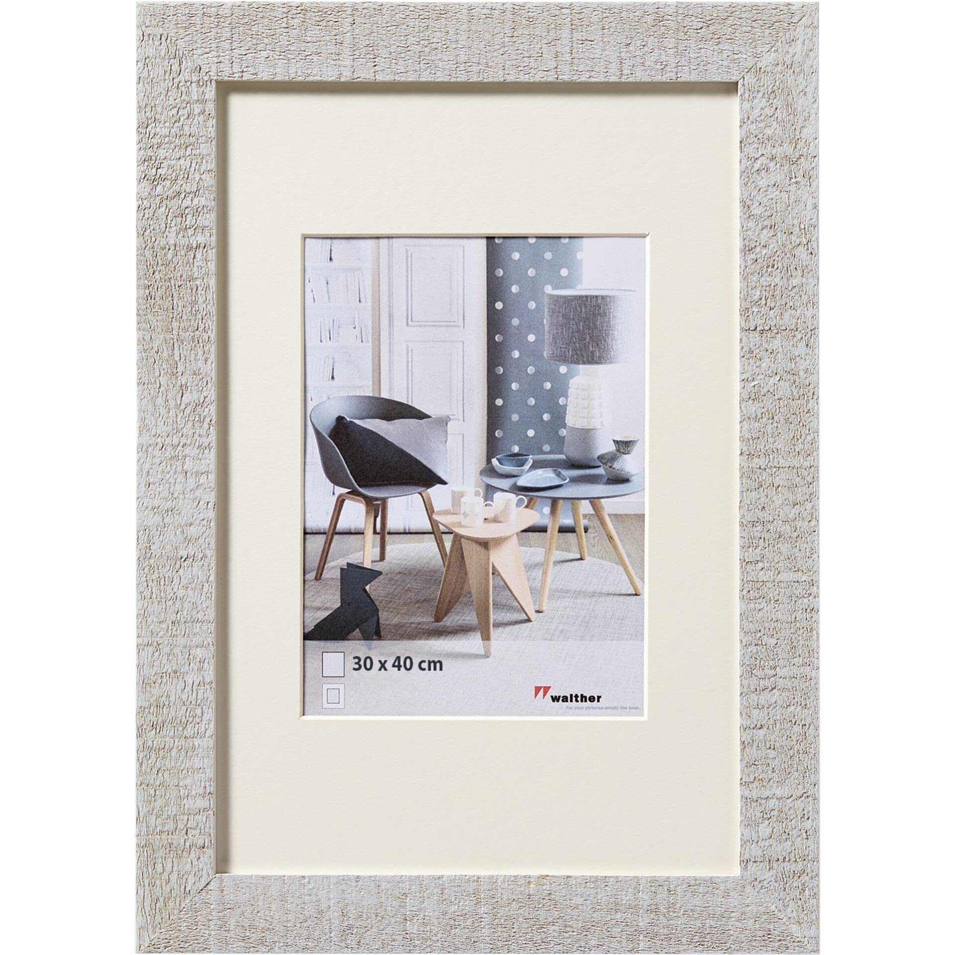 Walther Design HO040X Home, Marco de madera, gris claro, 30 x 40 cm