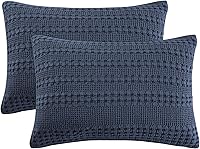 Vista 66 de PHF Fundas de almohada con tejido de gofre de 24" x 24", paquete de 2, funda de almohada cuadrada 100% algodón para decoración de ropa de cama, sin