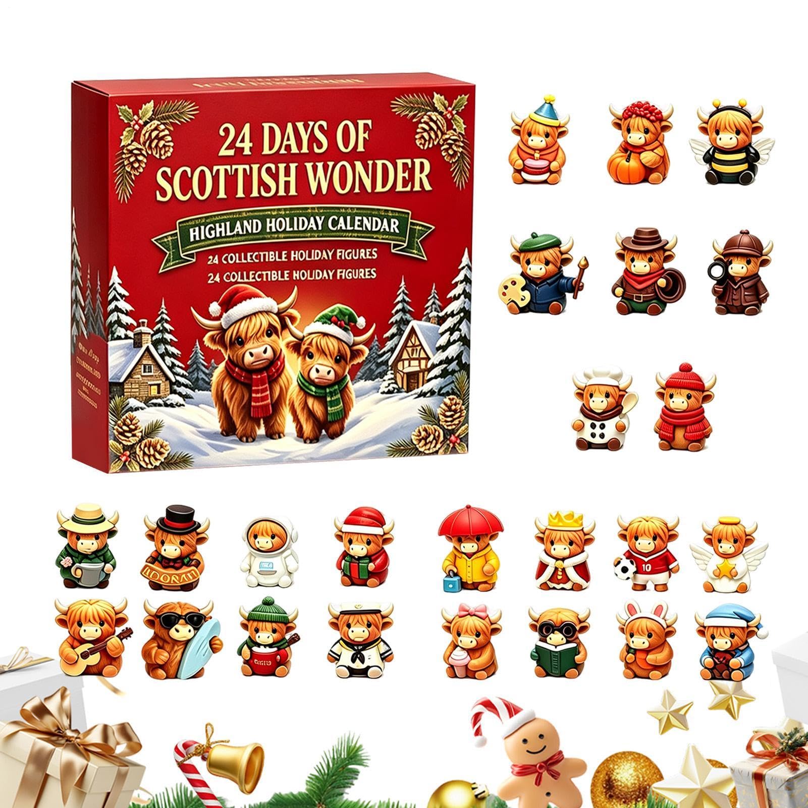 24-Tage-Mini-Kuh-Adventskalender Figuren Countdown Kalender 2026 | Süße Kuhstatue Deko Für Zuhause Wohnung Bauernhaus Wohnzimmer Schlafzimmer Schreibtisch Bücherregal Flur Es G-Stil