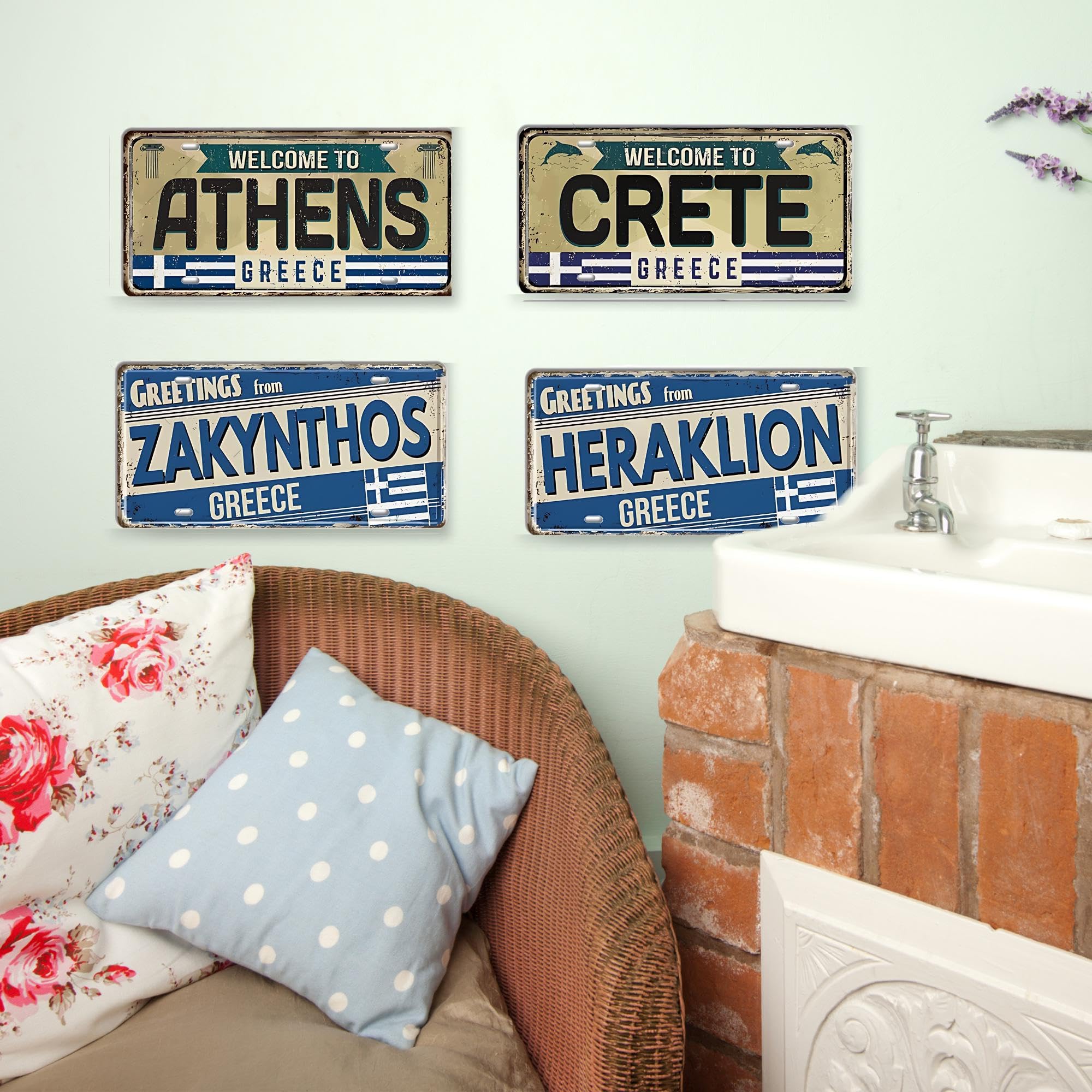Amazon.com: Greek Islands License Plate Vintage Metal Prints