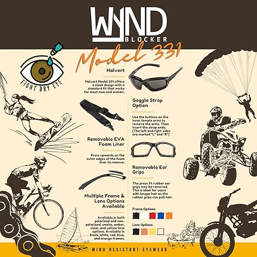 Miniatura 4 de WYND Blocker - Lentes de sol envolventes para conducir motocicletas y deportes extremos