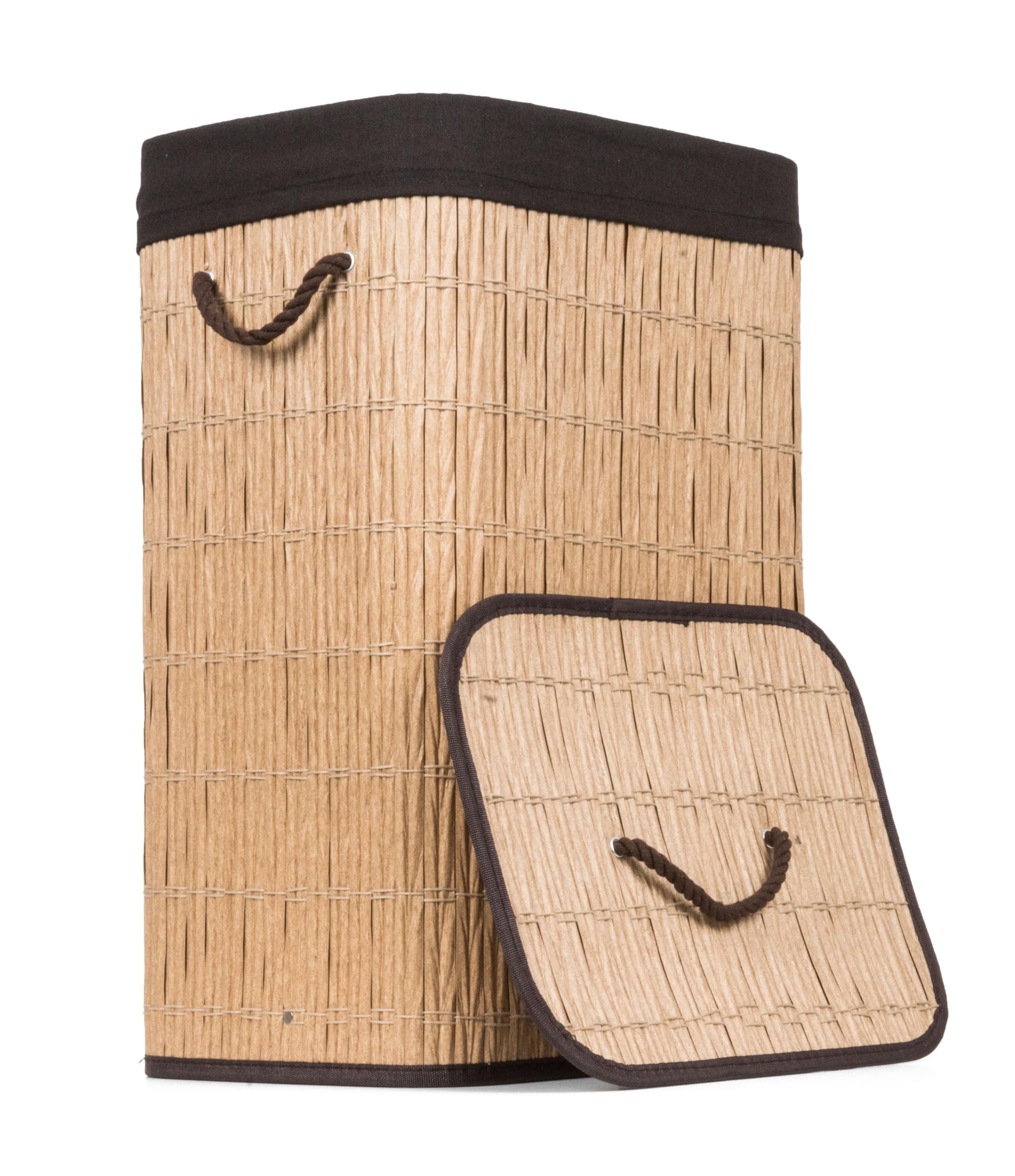Cesto portabiancheria G21 72 l, in finta rattan con cestino marrone