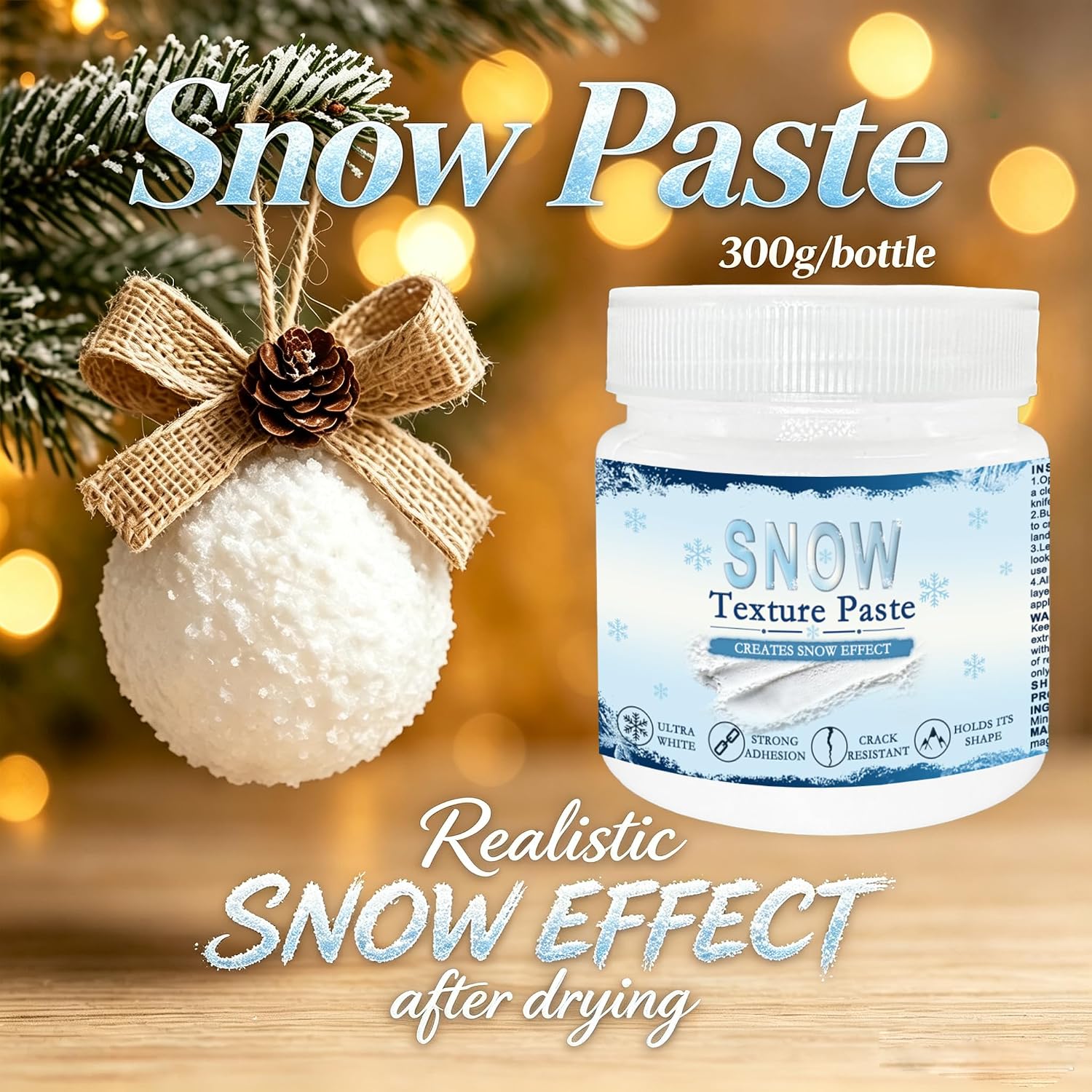 Instant Snow Texture Paint,Transparent Modeling Paste,Christmas Craft Decor