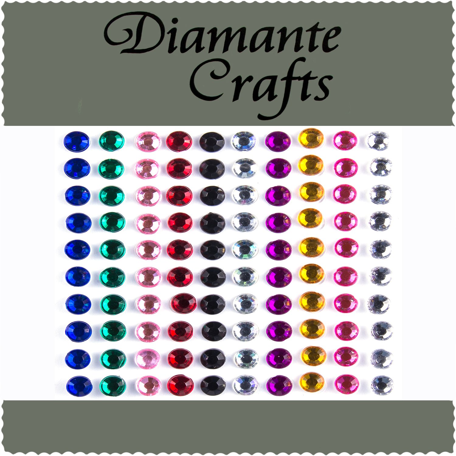 Diamante Crafts 100 x 5mm Mixed Colours Diamante Self Adhesive Rhinestone Craft Embellishment Gems - created exclusively