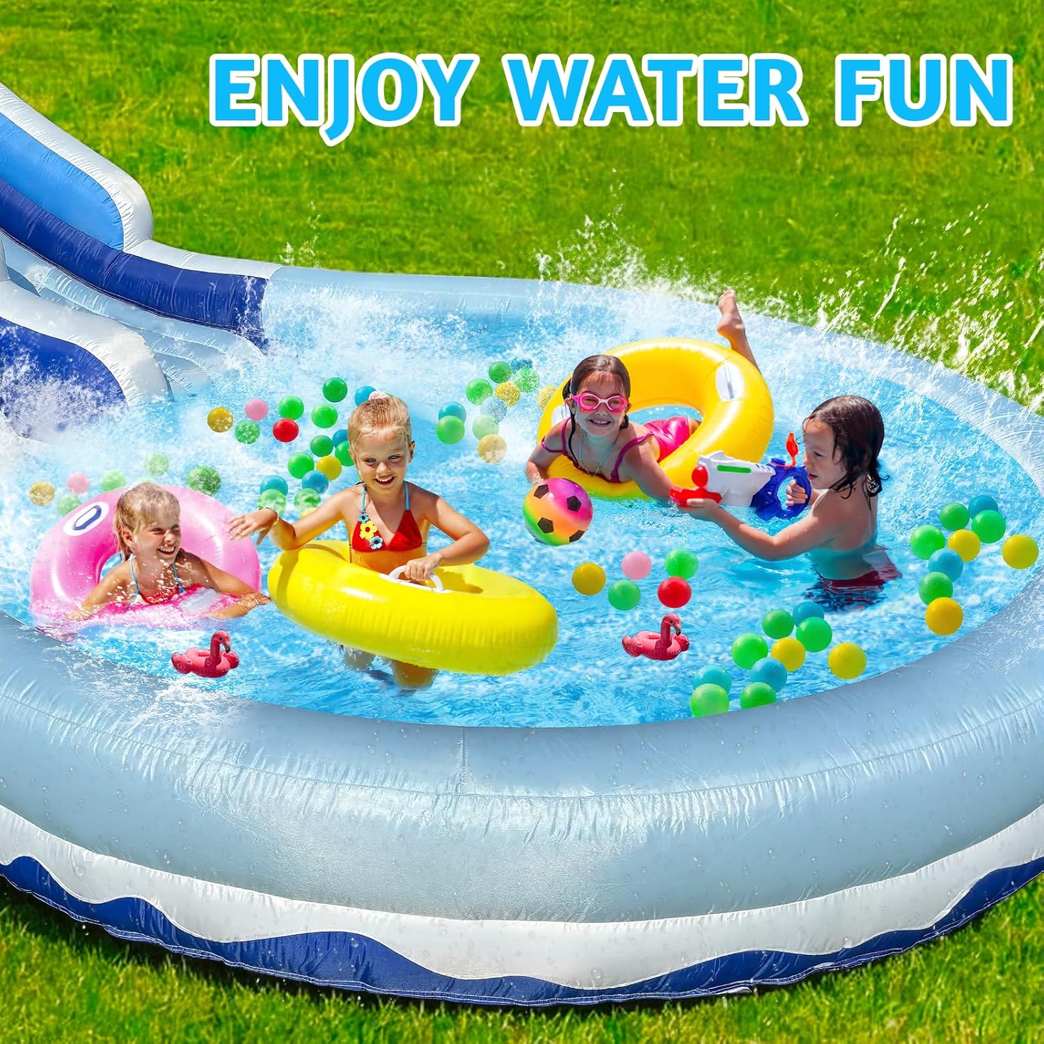 21FT Grade Water Slide for Kids Inflatable Water Slides with Big Airtight Splash Water Pool,Bounce Slide for Party Fun (Blue)