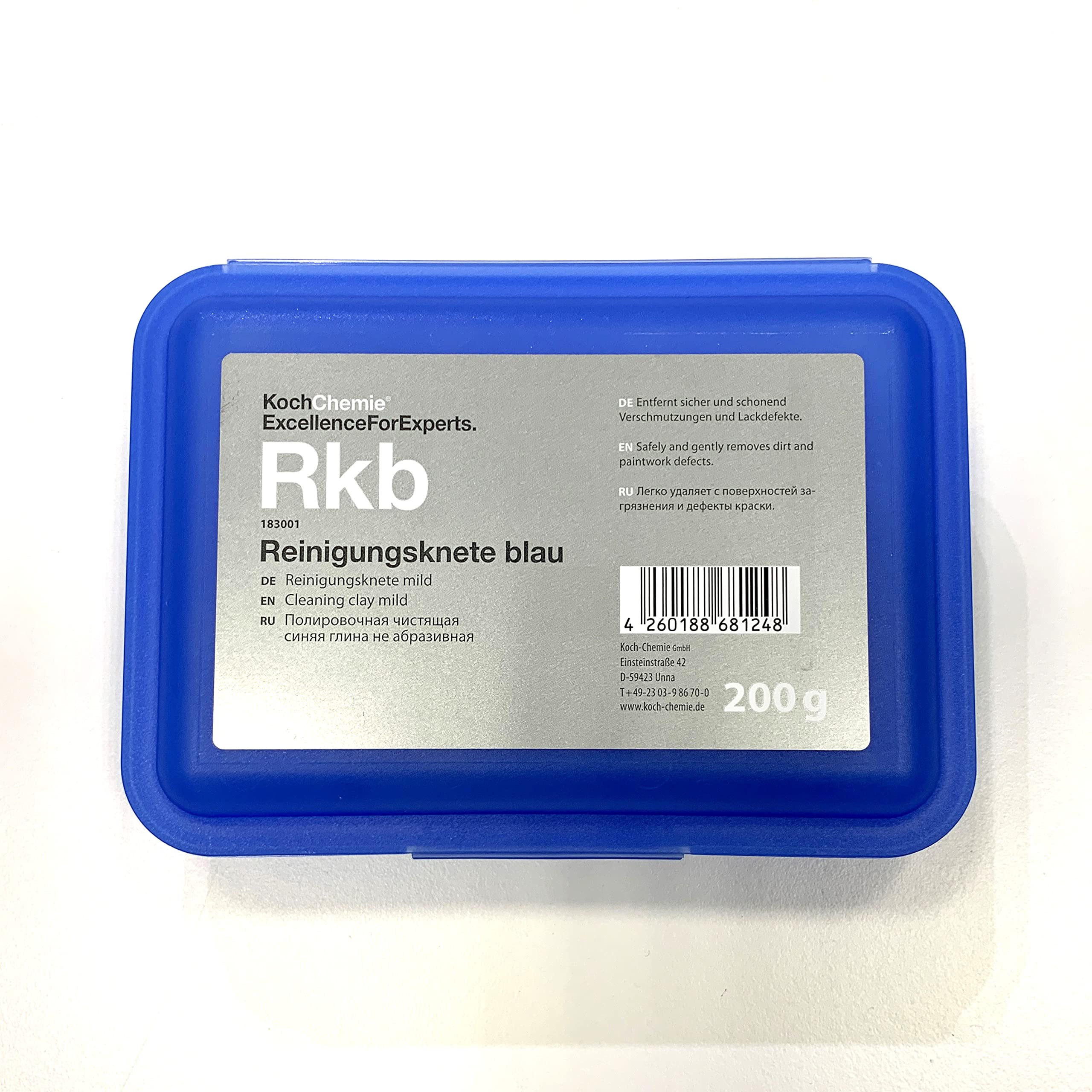 Lackreinigungs-Set - Koch Chemie Reinigungsknete blau (mild) 200g + Clay Spray CLS 500ml + ADVANTUSE Mikrofasertuch