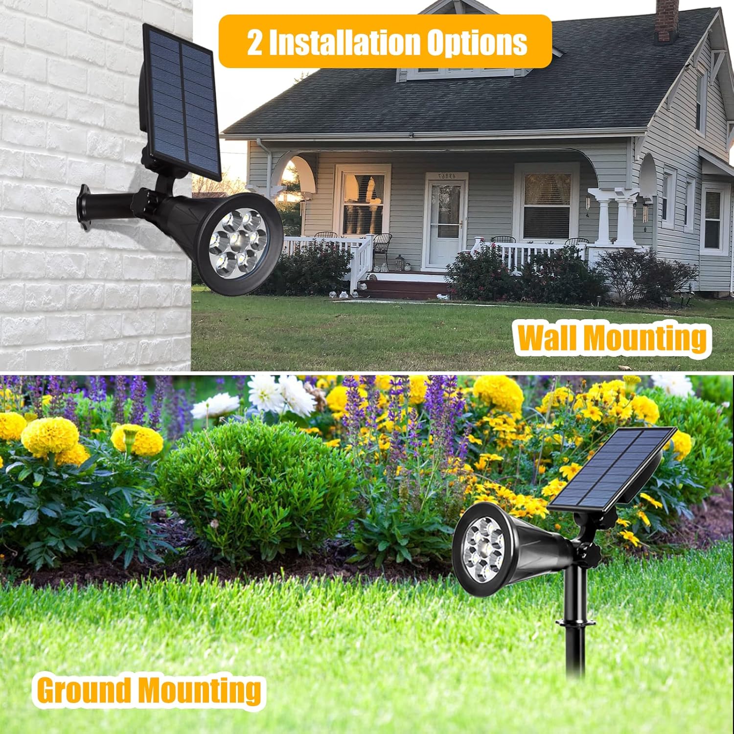 T-SUN 7 LED Solar Spotlights, Super Bright Solar Landscape Spot Lights, Warm White 3000K, Auto On/Off, 180°Angle Adjustable, Waterproof Outdoor Wall Lights for Garden,Patio,Tree,Deck. 6 819pE1ehiCL. AC SL1500