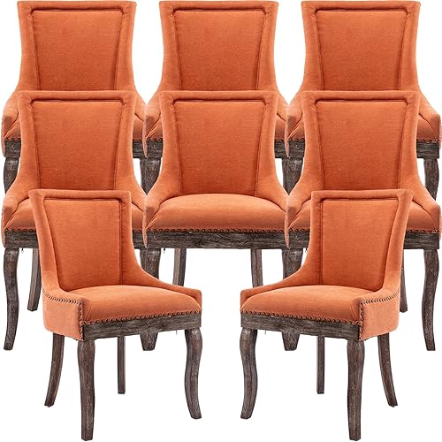 Miniatura 9 de Juego de 6 sillas de comedor, silla de cocina y comedor, sillas de comedor tapizadas en tela, sillas de comedor de madera, sillas de comedor, ribete