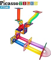 Vista 4 de PicassoTiles Marble Run Magnetic Tile Race Track Toy Set STEM Building & Learning Early Educational Child Magnet Construction Block Kit creativo