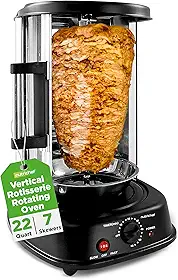 NutriChef - Forno rotativo vertical - Máquina de churrasqueira, máquina Shawarma e Kebab | Resistente a manchas, eficiência energética | Porta resistente ao calor | Inclui 7 espetos de kebab rack