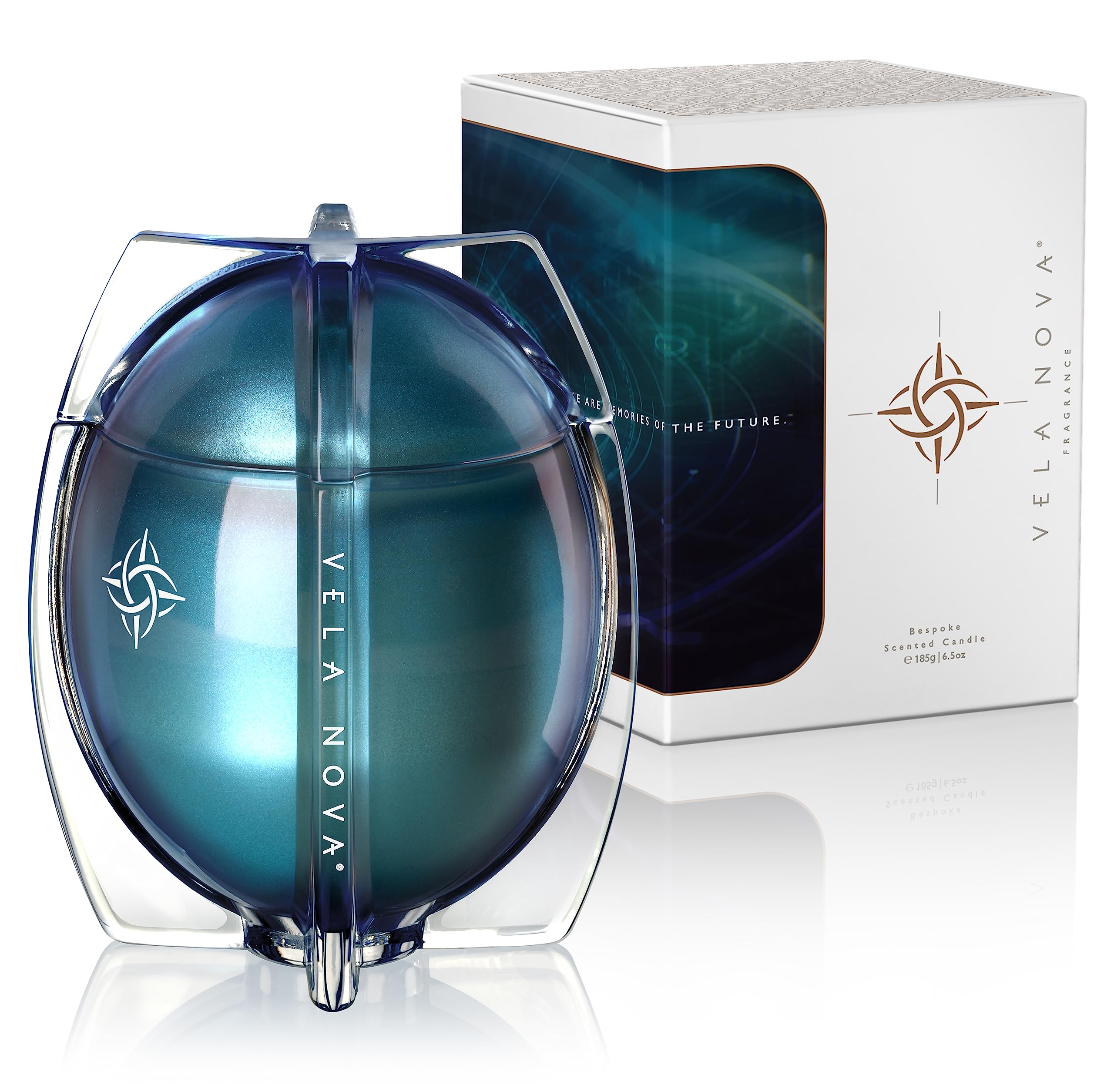 Luxury Scented Soy Candle by Vela Nova– Made in America | Space Butterfly Mesmerizing Bespoke Fragrance | Handcrafted Reusable Glass Vessel | 45+ Hour Even Clean Burn | Includes Elegant Dome Lid