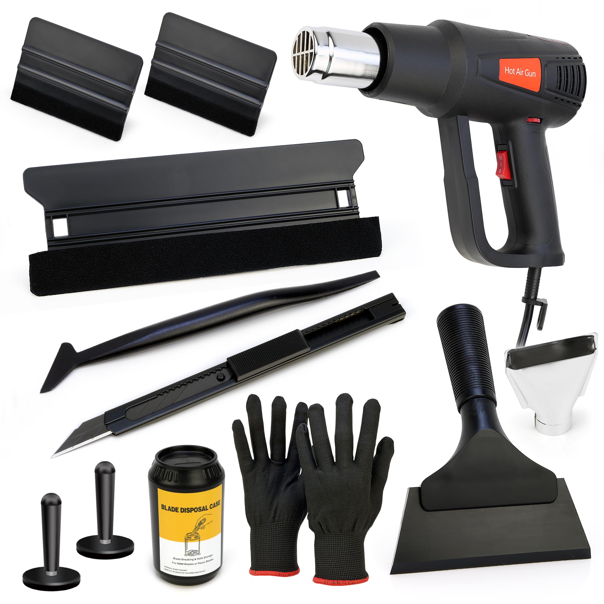 Herramientas de envoltura de vinilo para vehículos con pistola de calor, kit de aplicación de película para ventana