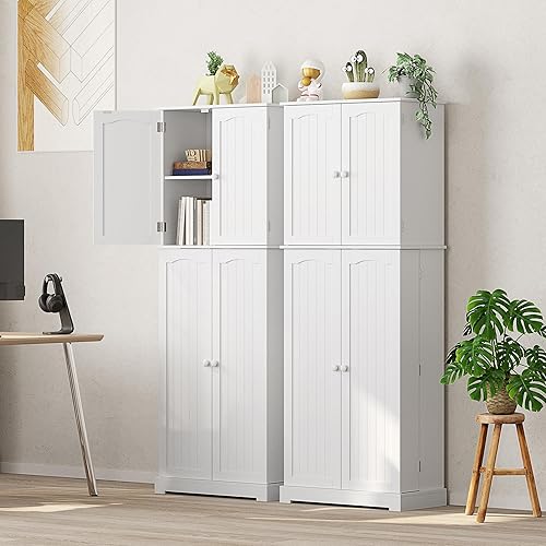 Miniatura 4 de HOME BI - Gabinete de 64" para despensa de cocina, armario alto independiente con puertas y estantes para el hogar (blanco, 23.62" de ancho x 11.81"