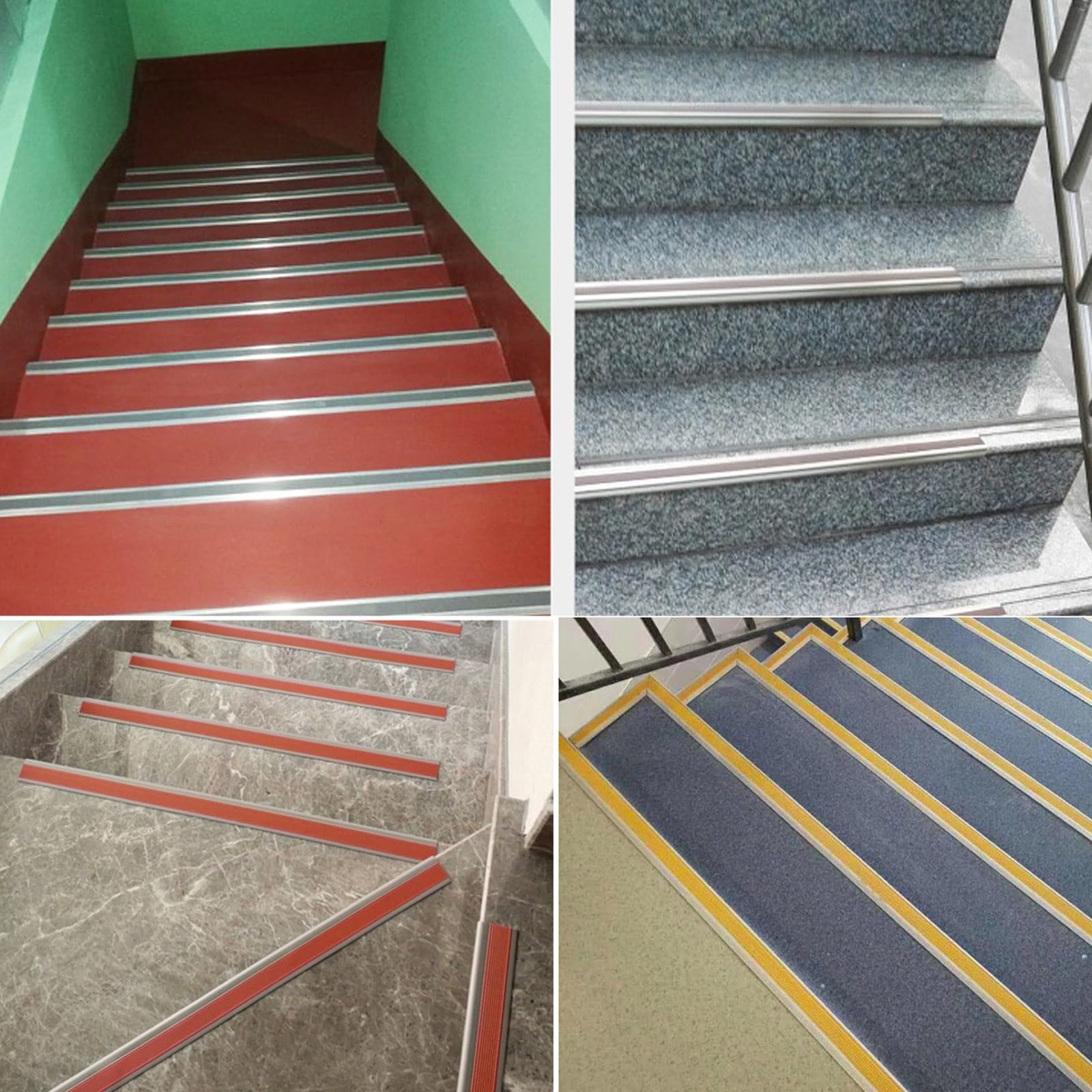 Perfil Integral De Borde Escalonado En Forma De L, Aluminio Perfil De Borde De Escalón, Tiras Antideslizantes para Peldaños, Proceso De Anodizado, Doble Antideslizante, Apto para Guarderías, Hoteles (