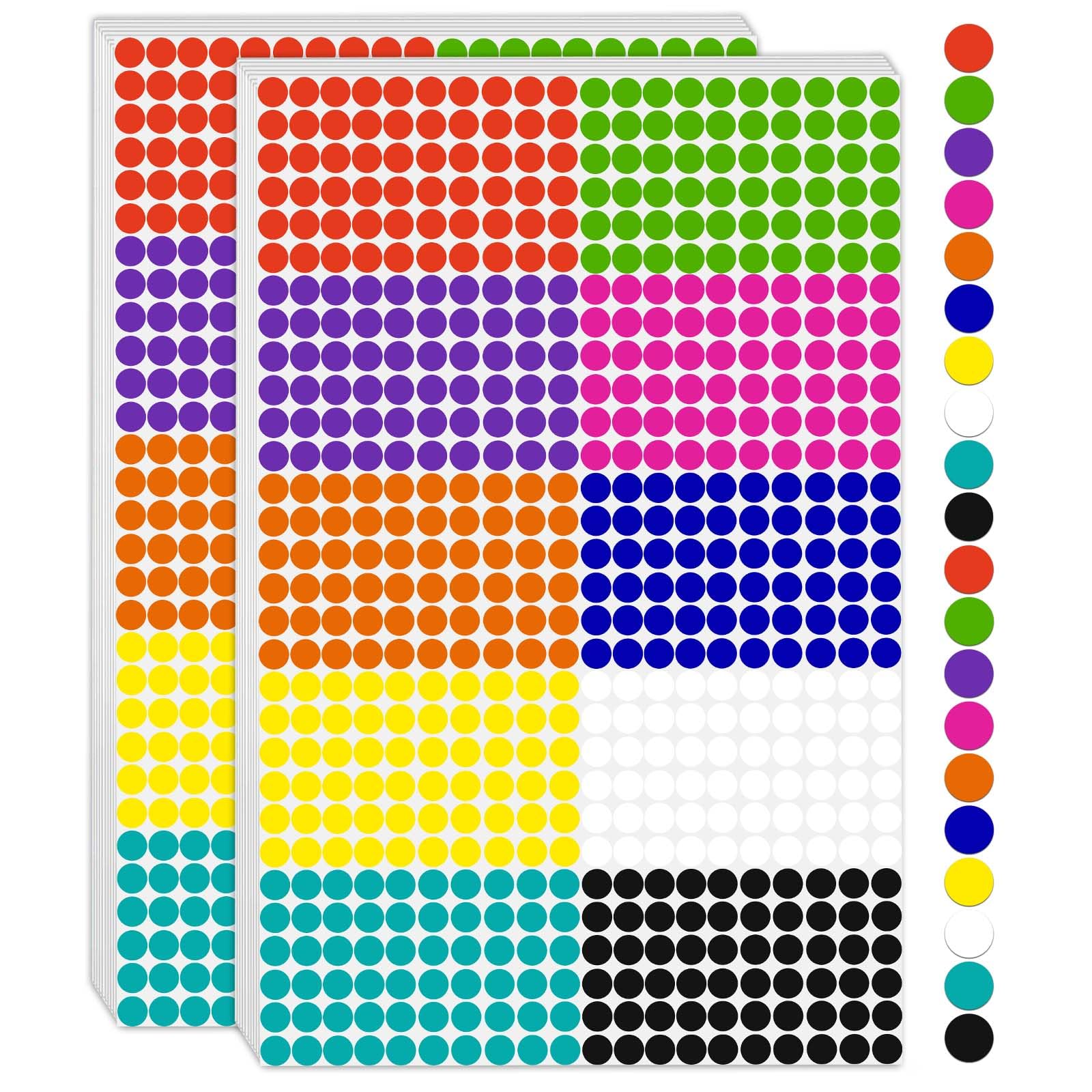 6000 Pcs 6mm Colored Dot Stickers, 10 Assorted Colors Round Sticky Dots, Small Round Sticker Self Adhesive Circle Coding Labels for Coding, Crafts, Planners, Office, School, Gift Wrapping