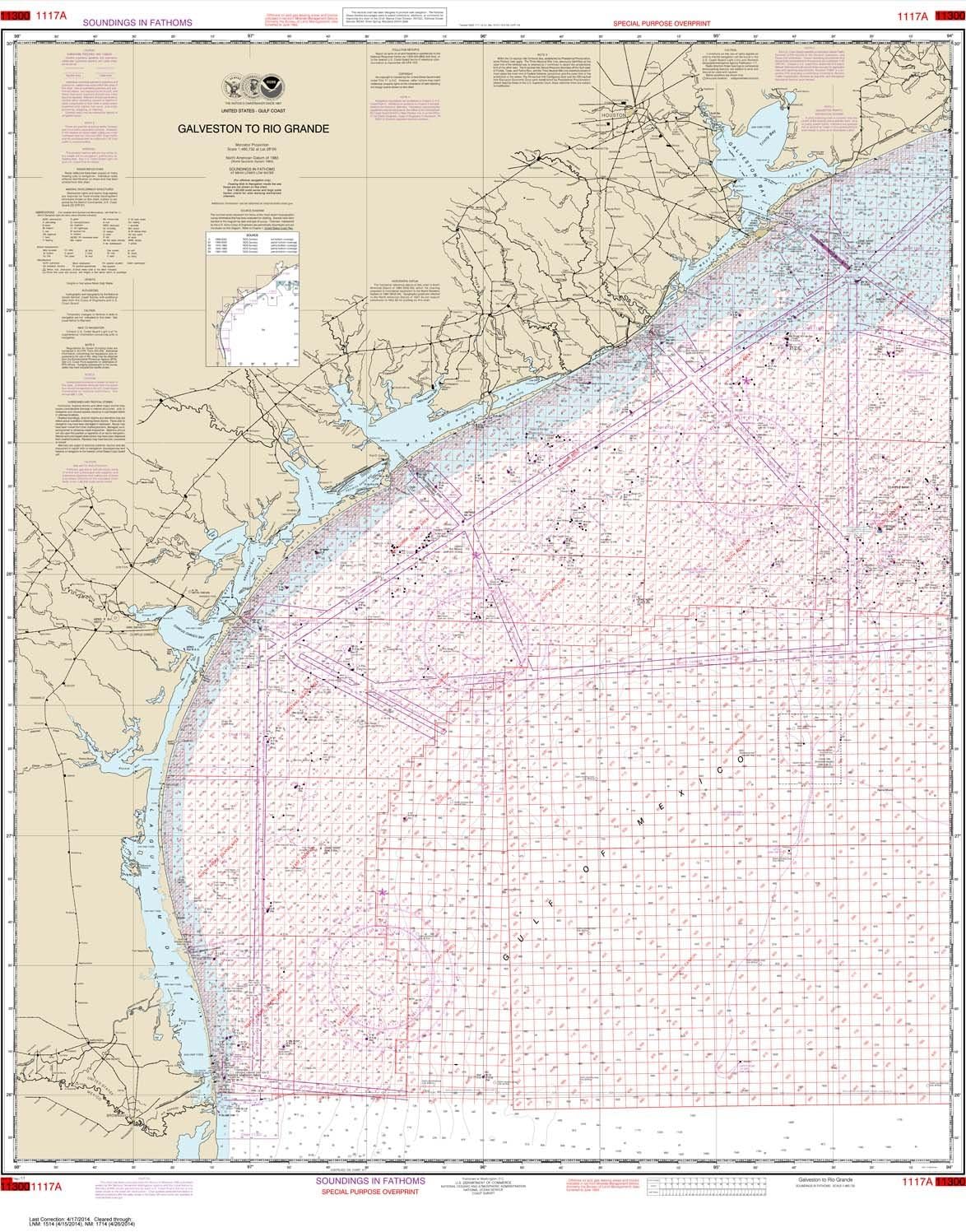 Paradise Cay Publications NOAA Chart 1117: Galveston to Rio Grande (Oil and Gas Leasing Areas)