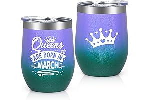 Lifecapido Birthday Gifts for Women, Queens Are Born in March Wine Tumbler