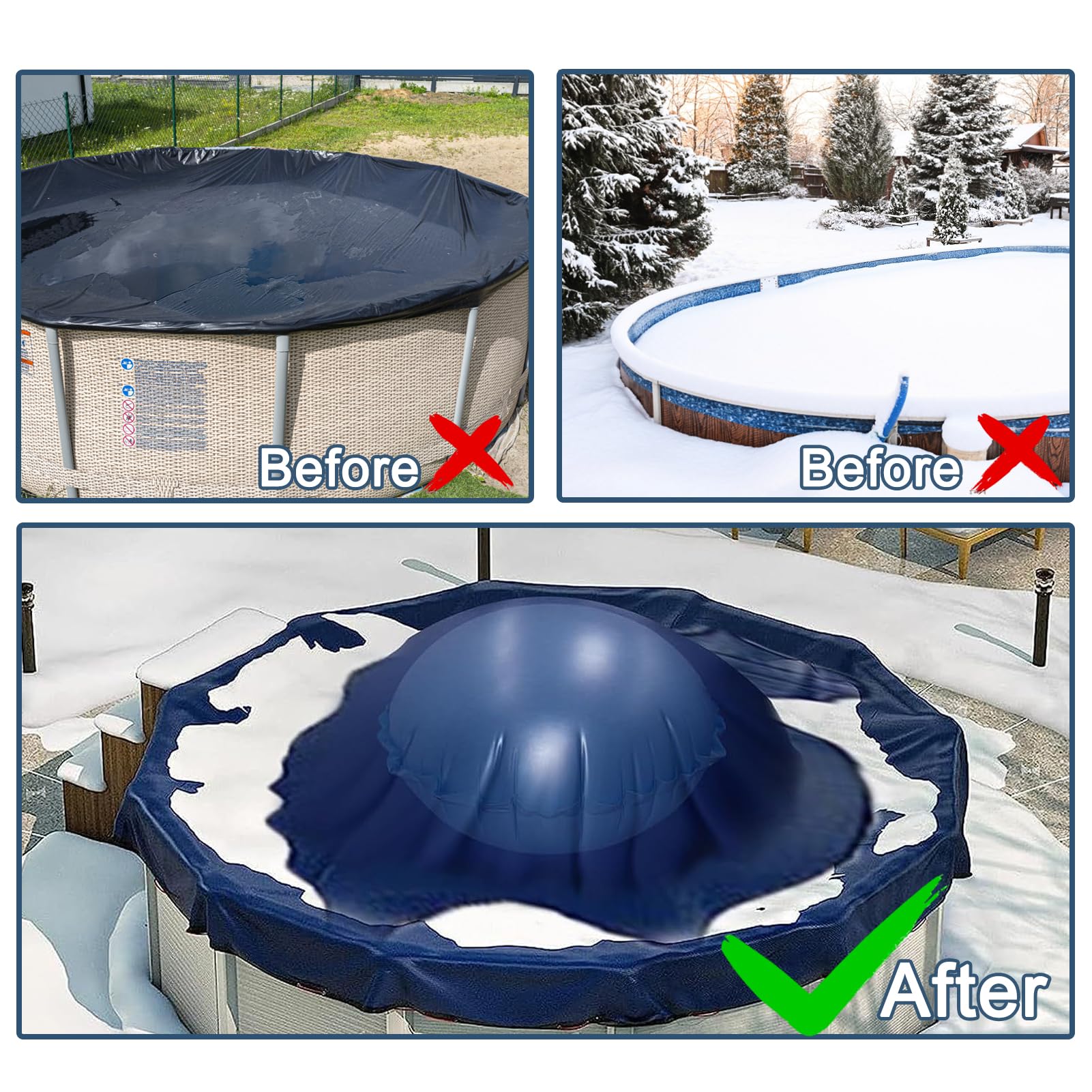 Byhsoep Cojín de aire para piscina, accesorio de invierno, 80 x 80 cm, cojín de aire para piscina de invierno XXL, cojín de piscina de invierno, redondo, 360 cm, protector de invierno engrosado 0,6 mm