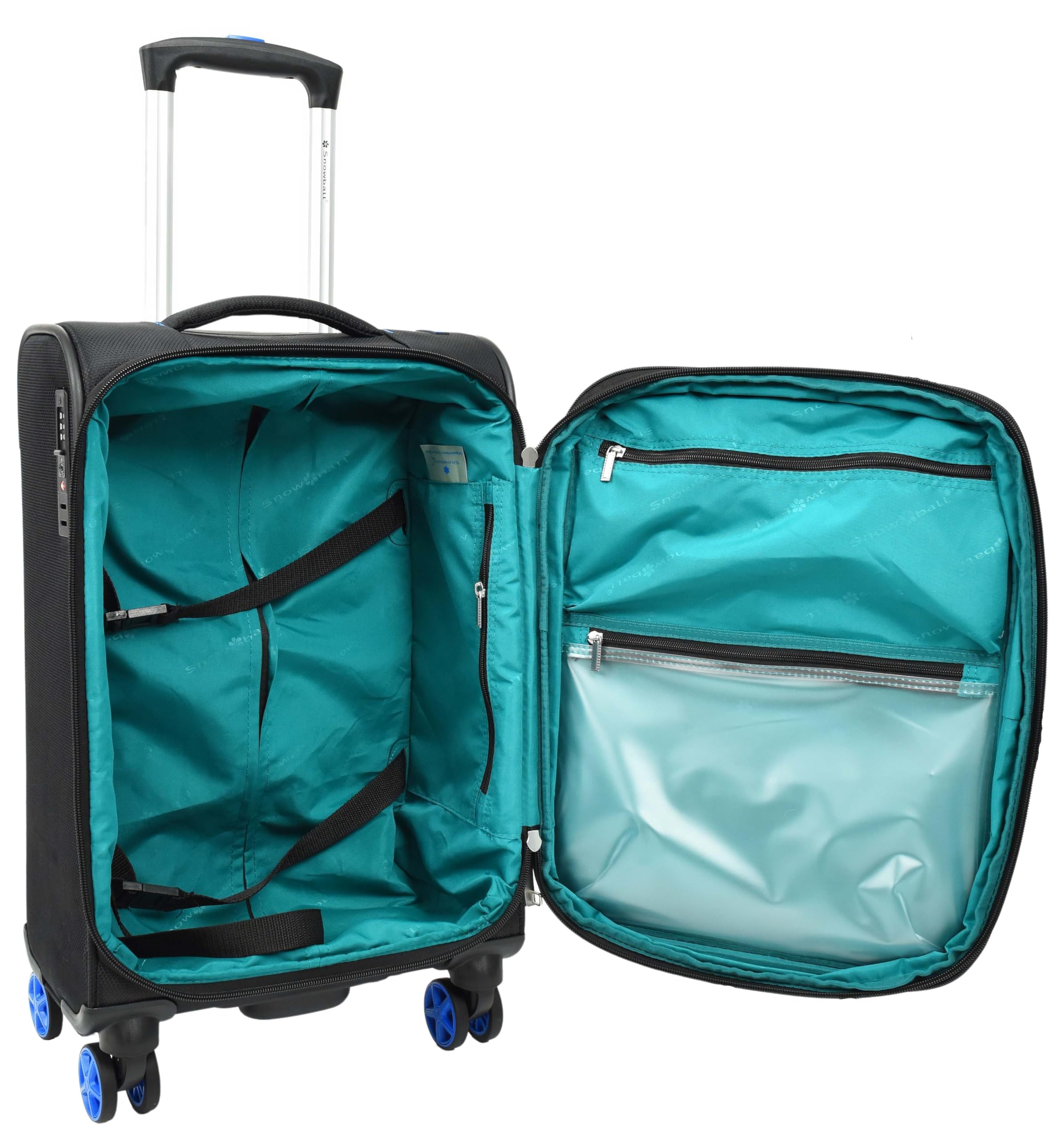 House Of Leather Valigia morbida a 8 ruote Spinner espandibile leggera bagaglio Orion, Nero , Cabin Carry On, Bagagli