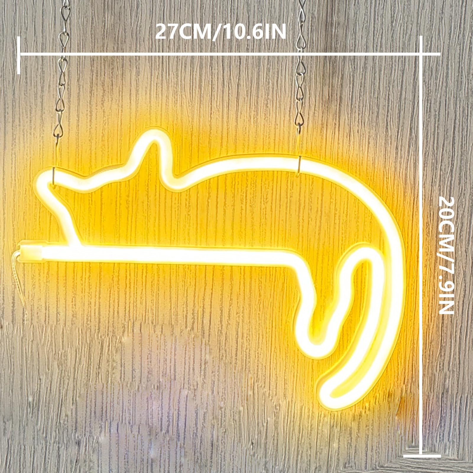 UExnkj-Y Cat Neon Sign, USB Powered Wall Bar Party Decoration, Warm Color Cat Neon Light, A-Cat-warm White - Image 3