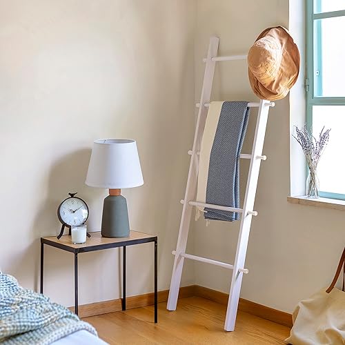 Miniatura 5 de Escalera de madera de 5 pies para manta de granja, escalera de edredón para dormitorio, decoración de escalera de madera, escalera decorativa para