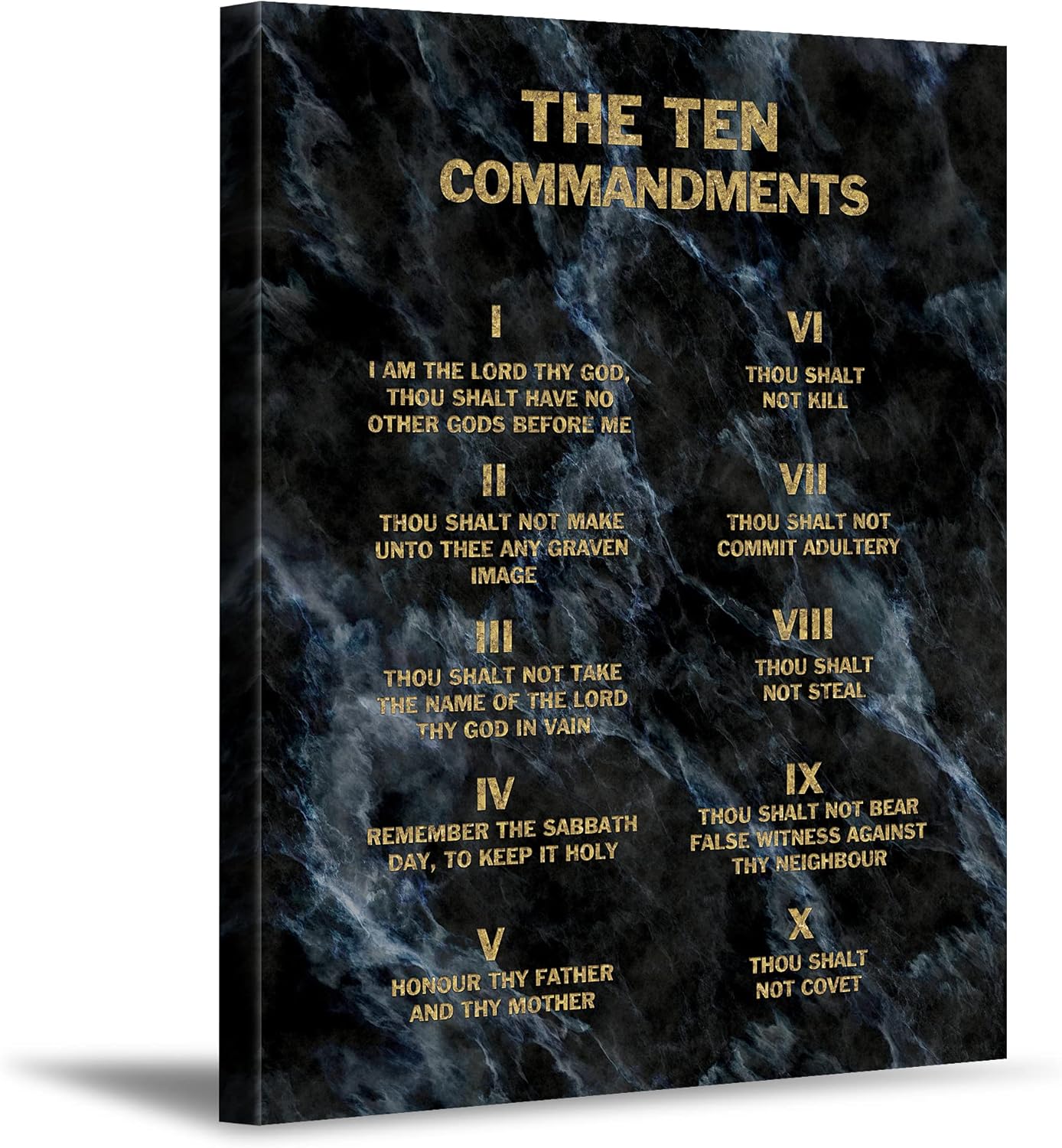 CP CANVASPATH The Ten Commandments(Black Texture) Giclee Canvas Prints Wall Art for Home Decor,20X16 inches