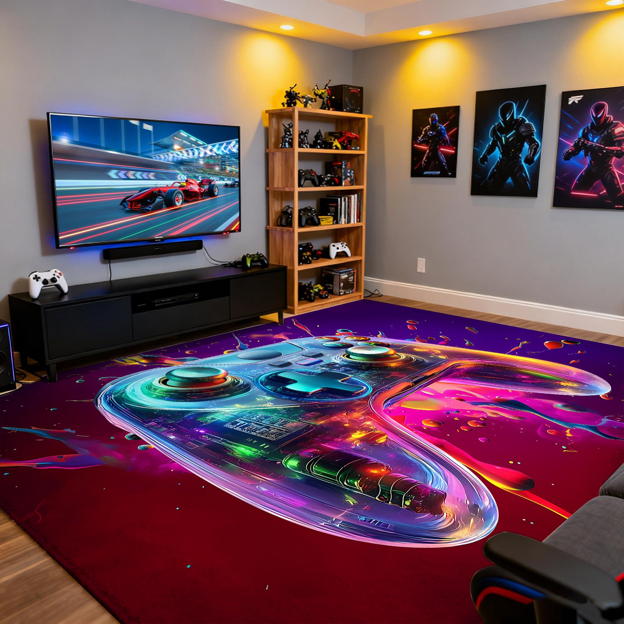 Amazon.com: 9x12 ft Neon Gaming Area Rug for Boys Room, Colorful