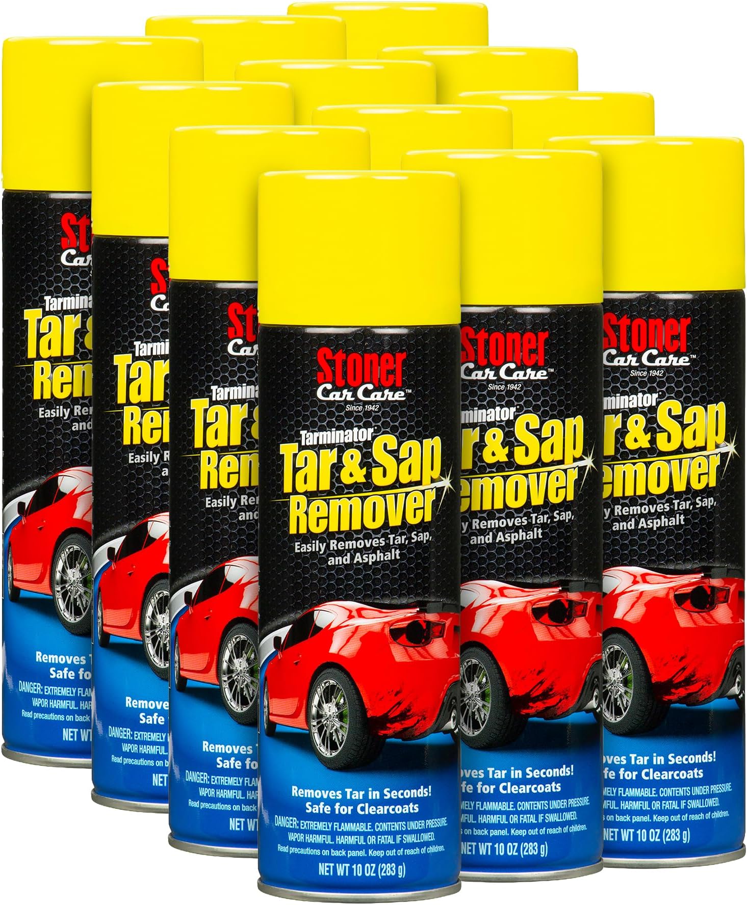 Stoner Car Care 91154-12PK Tarminator Tar, Sap, and Asphalt Remover โ Fast Acting Tar and Sap Remover for Cars โ Clear Coat Safe Auto Cleaner for Paint, Chrome and Wheels โ 10 oz (Pack of 12)