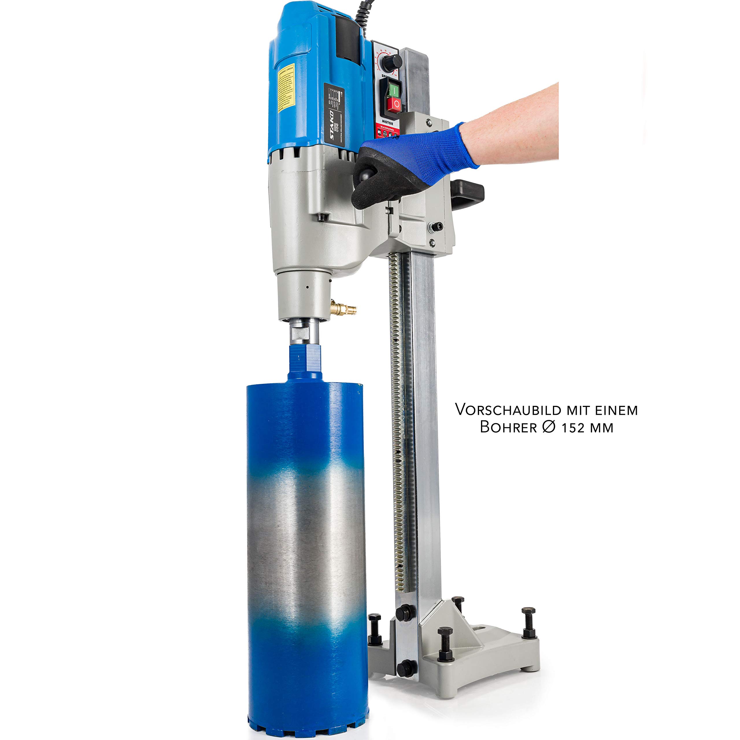 STAKO Professioneller Kernbohrmaschine mit kraftvollem 4250 Motor – mit Kernbohrständer – Bohrdurchmesser Max. Ø 255 mm – Diamant Kernbohrgeräte für beton 0-560 U/min – Kernbohreinheit mit PRCD-Schut