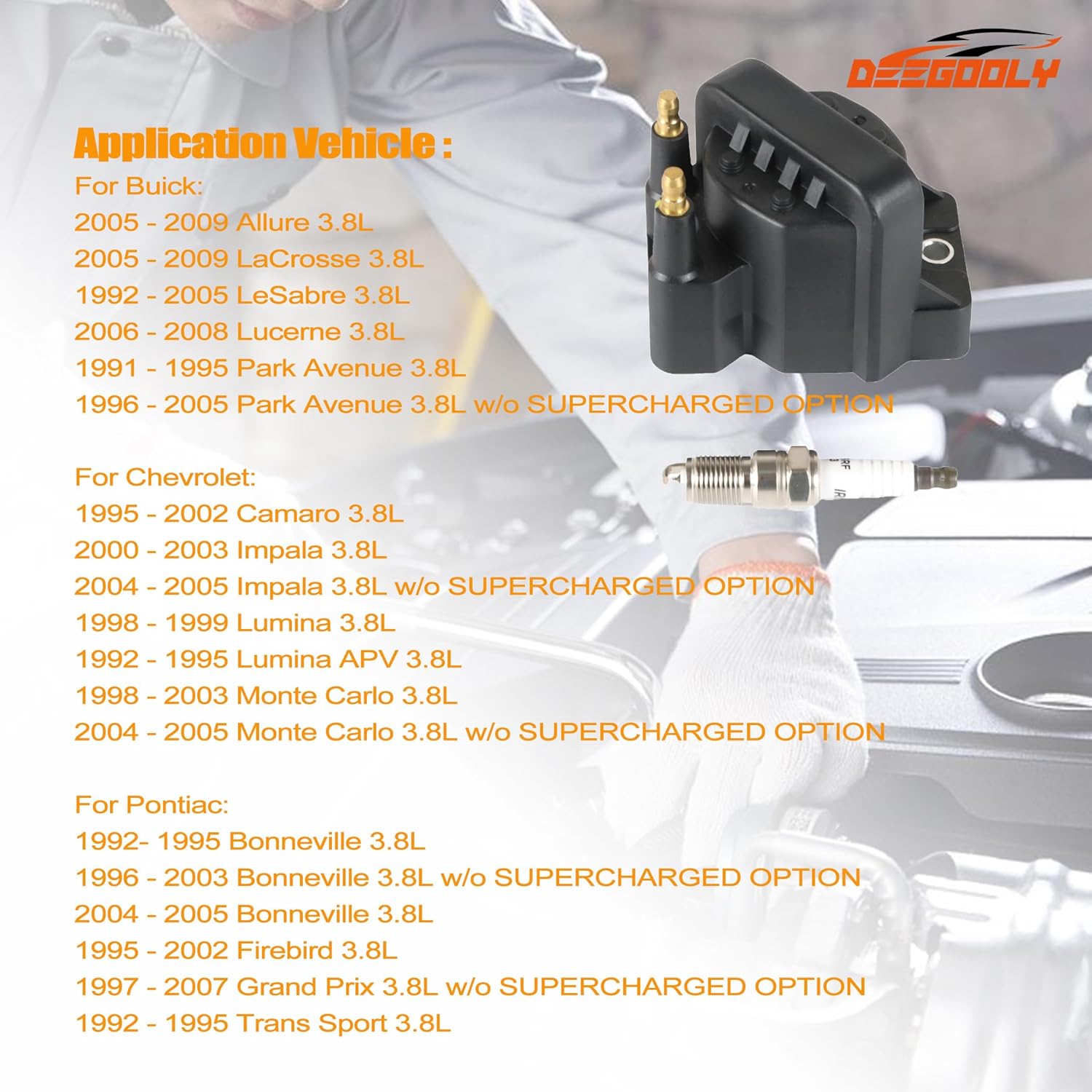 3PCS DR39 Ignition Coils Pack & 6PCS Iridium Spark Plugs Compatible with Buick for Cadillac for Chevrolet for Oldsmobile Pontiac Allure LeSabre Camaro Impala 88 98 3.8L V6