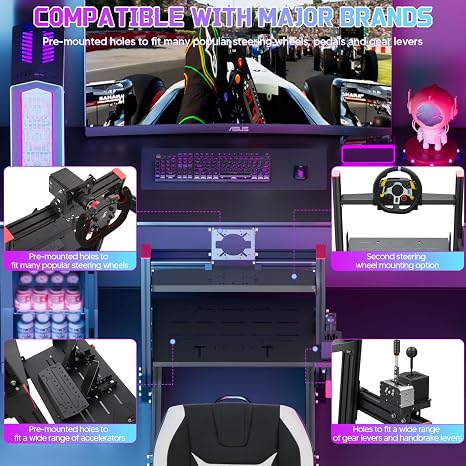 Racing Simulator Cockpit Stand with Elite Series Racing Seats for Logitech/Thrustmaster/Fanatec G29 G920 G923 T80 T300,djustable Steering Wheel Stand,Not Included Wheel,Pedals & Shifter [xbox]