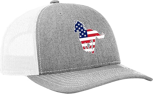 Heritage Pride Gorra de camionero con espalda de malla patriótica de animales de granja bordados con bandera estadounidense