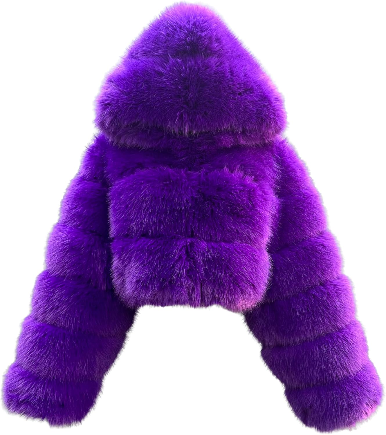 DLNYC Faux Fox Fur Layered Hooded Bolero Faux Fur Cropped Jacket Luxury Winter Fashion Jacket Perfect Valentine Gift For Her