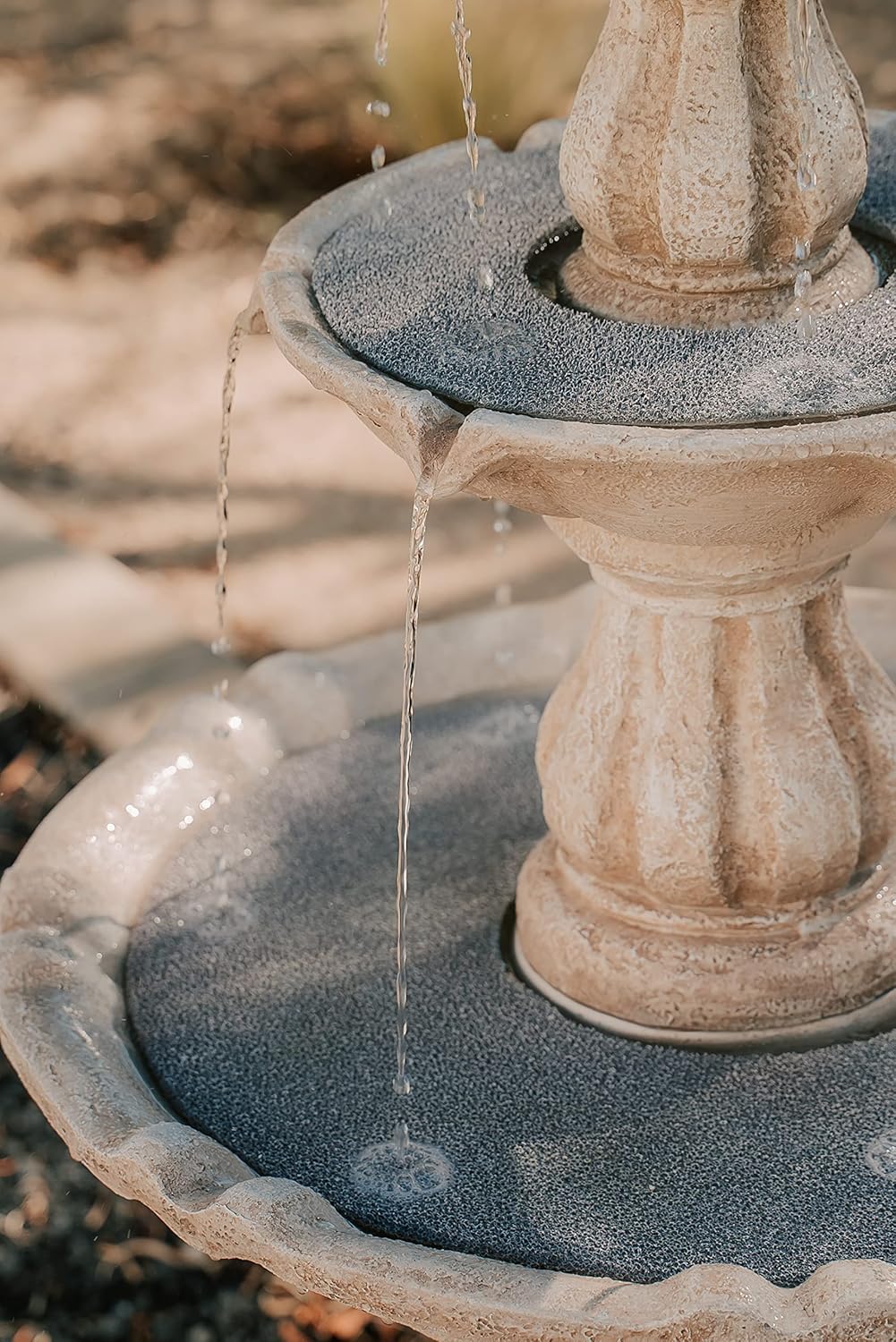 XBrand 51" 3-Tier Outdoor Freestanding Waterfall Fountain with Pump and Pineapple Finial, Beige