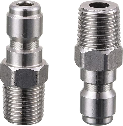 Miniatura 4 de Tool Daily - Acoplador para lavadora a presión, conector de conexión rápida, conector macho NPT de 14 pulgada, 5000 PSI, paquete de 2