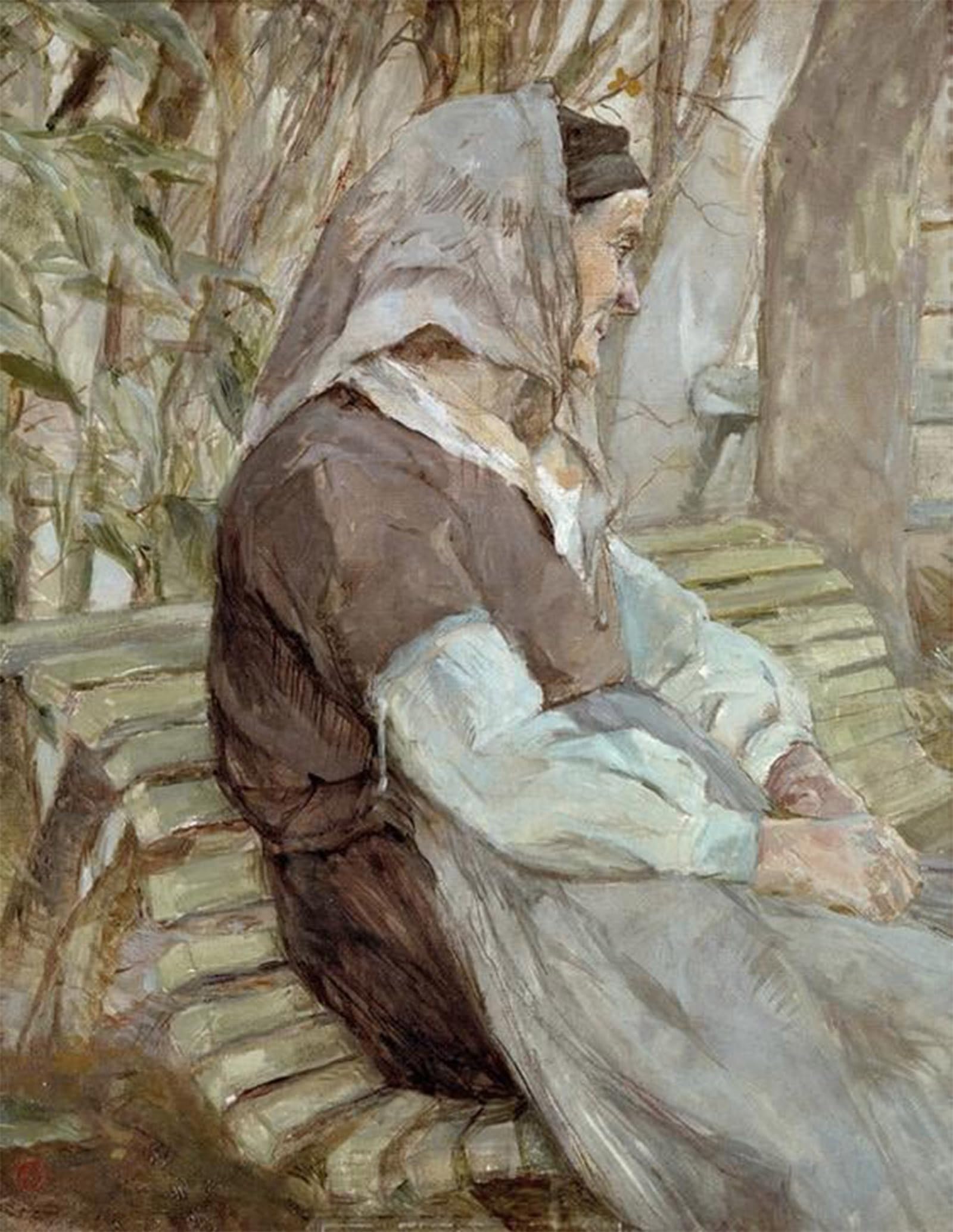 SERENDIPITP Aesthetic Poster Photo Wall Print Retro Picture Old Woman Sitting on a Bench in Celeryran by Henri De Toulouse Lautrec Modern Wall Artwork for Home Decor 60x90cm