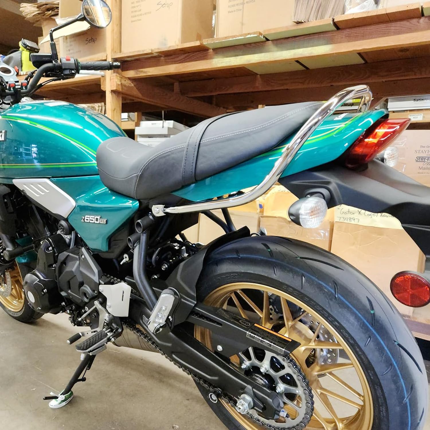 Motorrad Stahl Beifahrergriffe für Z650RS Z650 RS 2021 2022 2023 2024 2025 2026, Hintersitz Haltegriff Seitenhandlauf Hinten Sitz Griff Griffstange Kit, Chrom